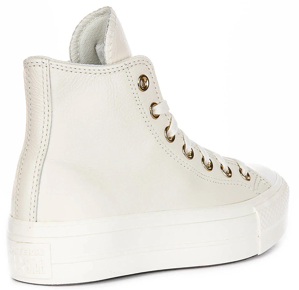 Converse All Star Lift Hi A12764C en cuir crème or Converse