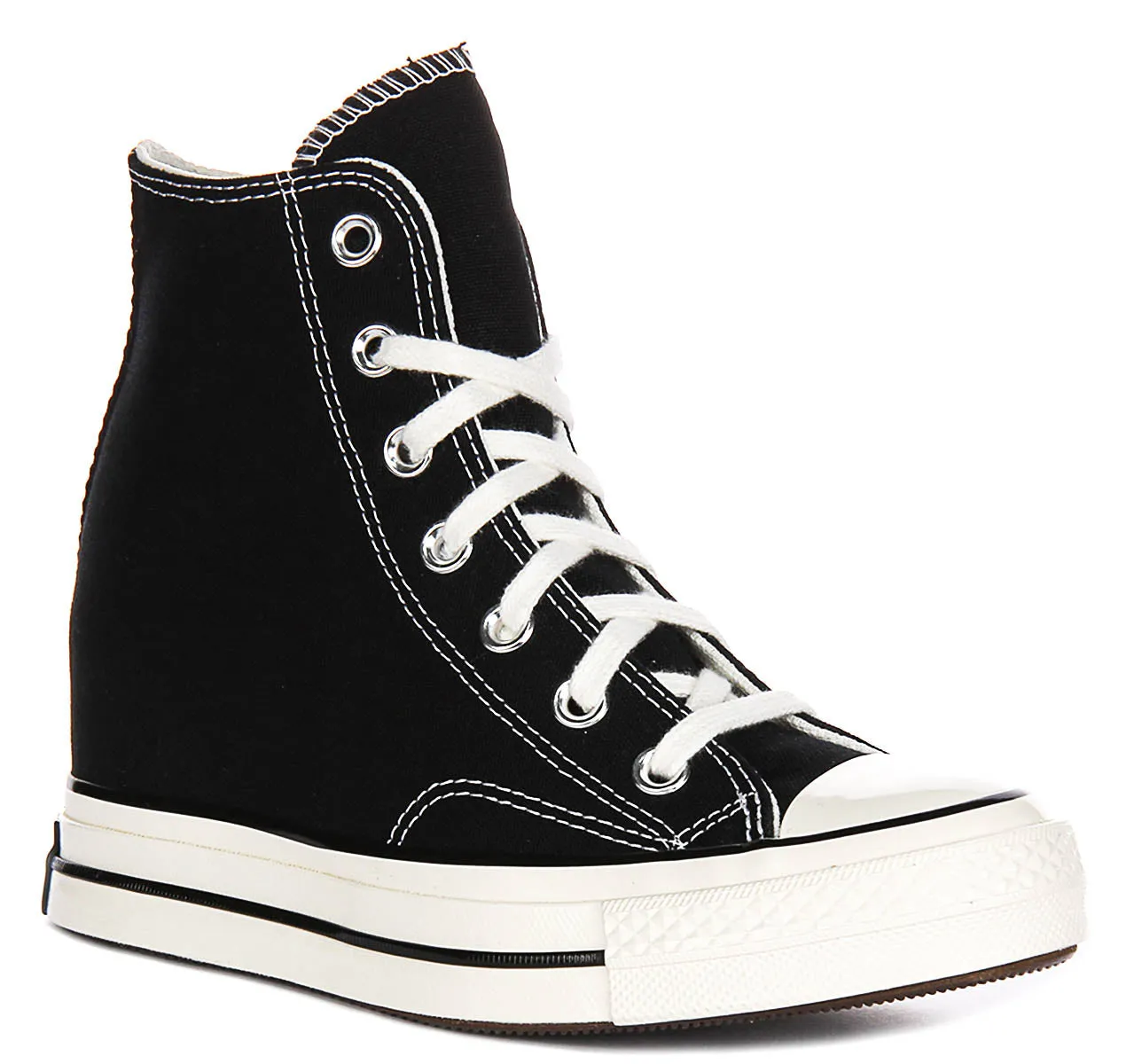 Chaussures Converse Chuck 70s A12563C Wedge en noir et blanc à plateforme