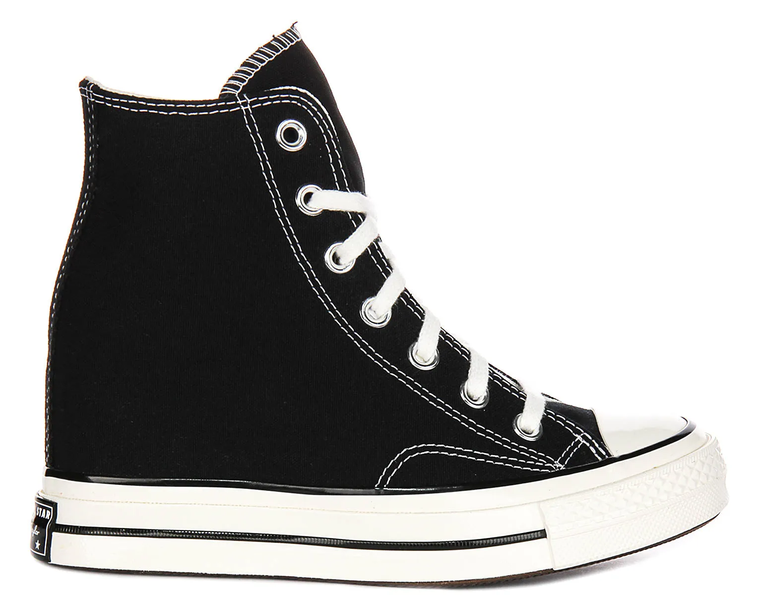 Chaussures Converse Chuck 70s A12563C Wedge en noir et blanc à plateforme
