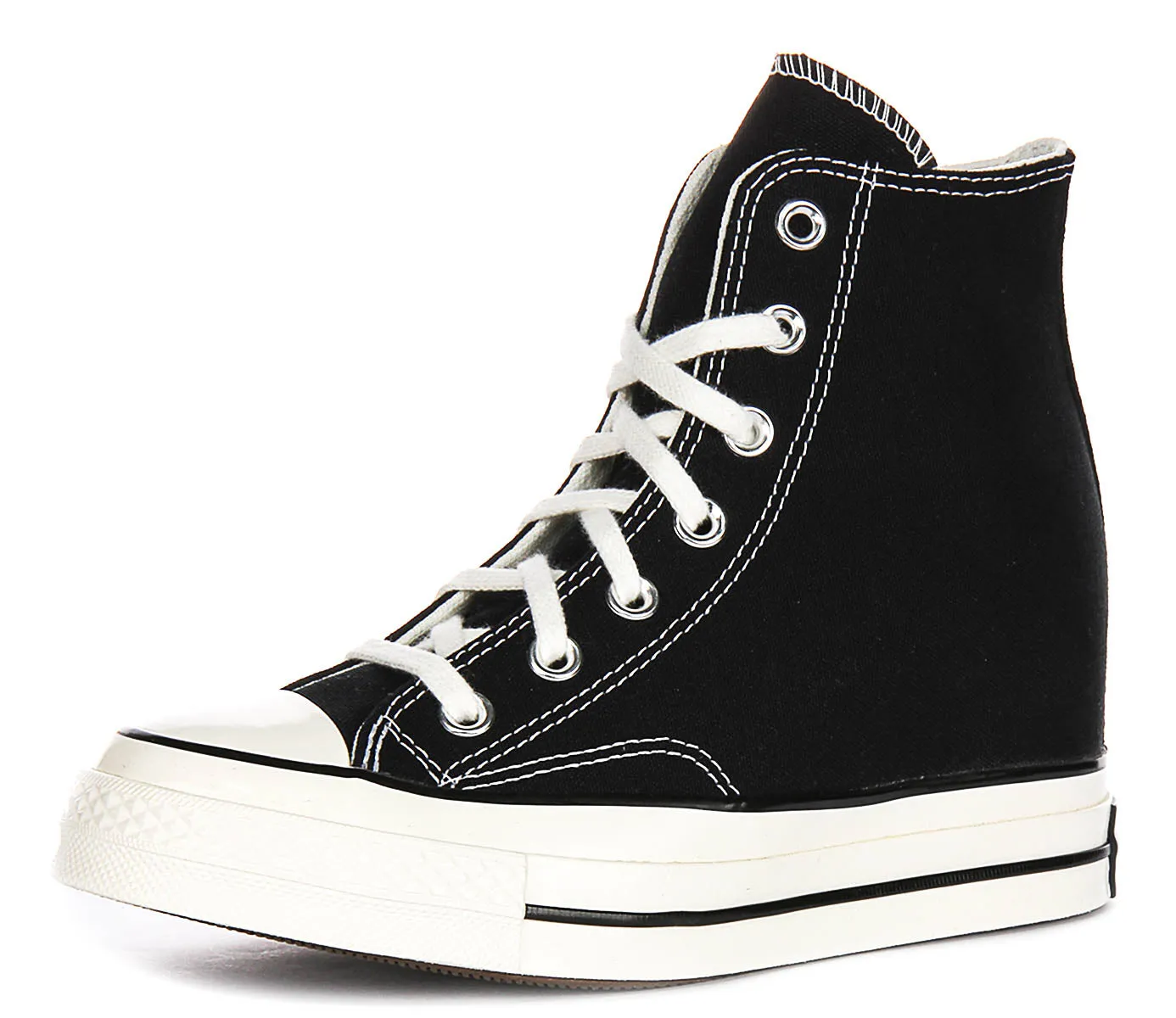 Chaussures Converse Chuck 70s A12563C Wedge en noir et blanc à plateforme