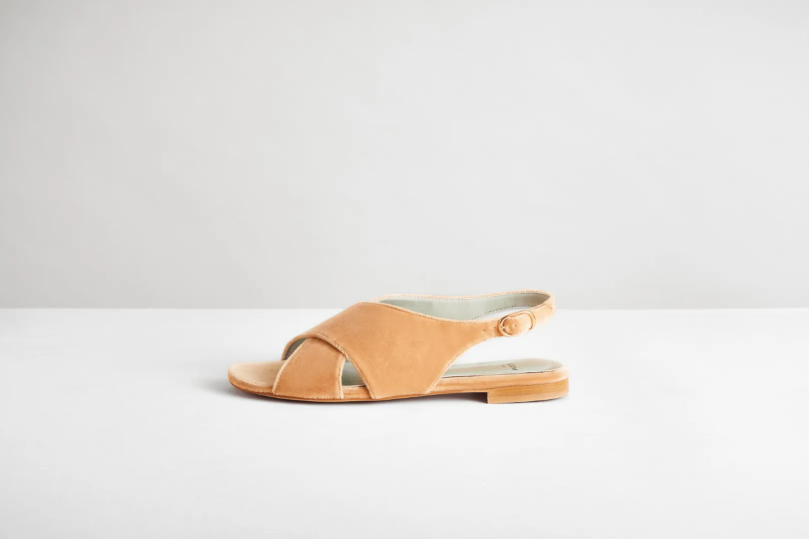 Sandales à bride arrière en velours de coton végan | Rose poudré