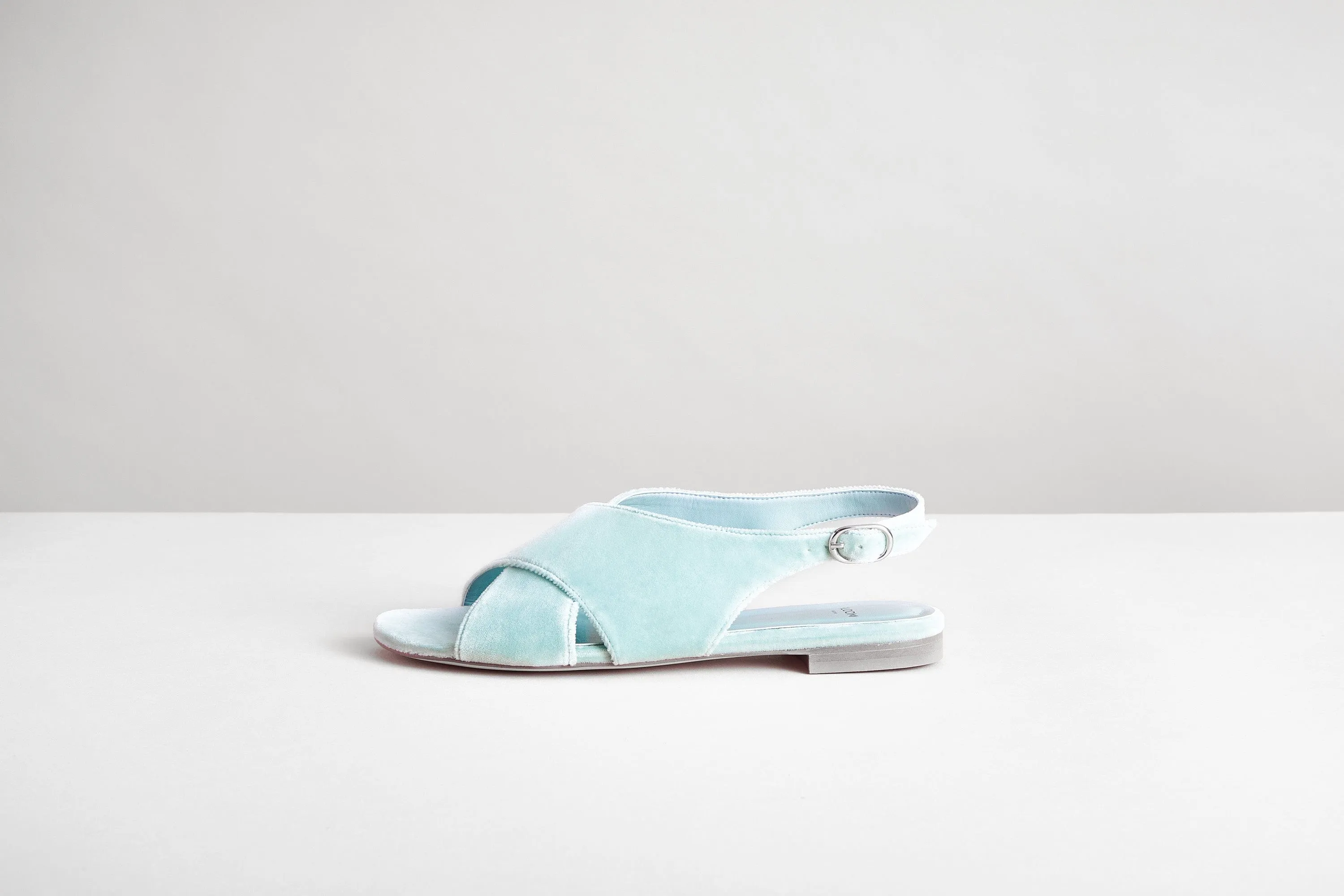 Sandales Compensées Végan en Velours de Coton | Bleu Giada