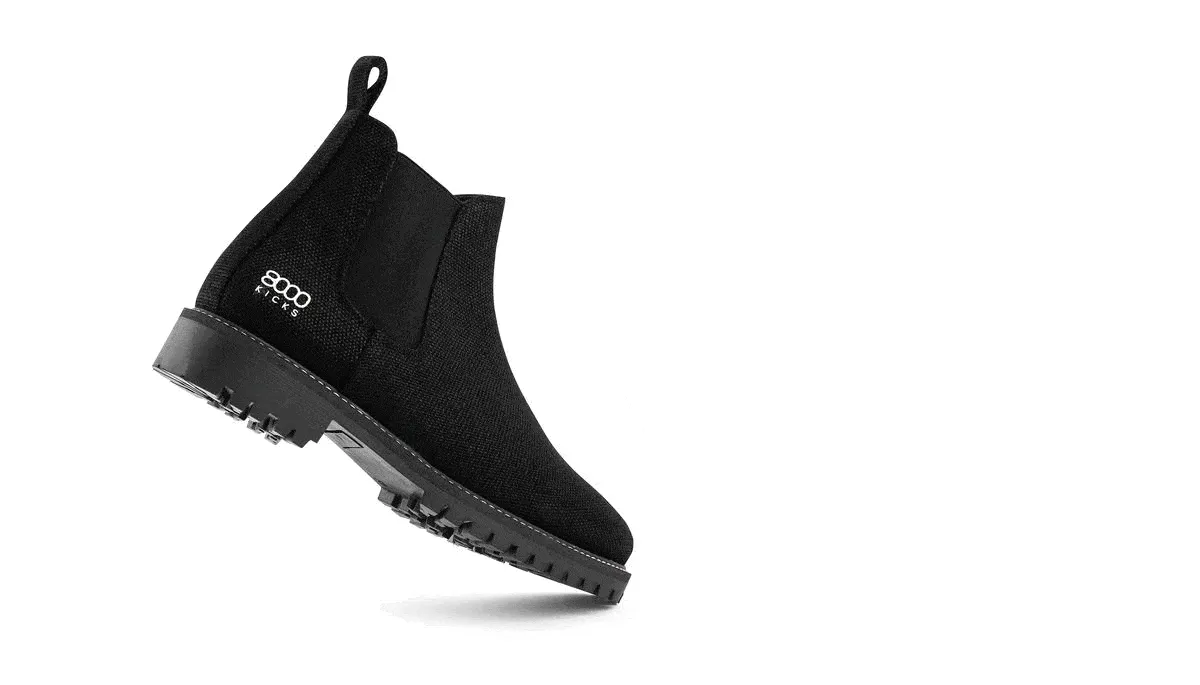 Bottes Chelsea véganes en chanvre pour hommes Crossover | Noir