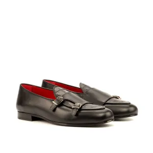 Dapperfam Shoes DapperFam Rialto in Black Men's Italian Leather Monk Slipper