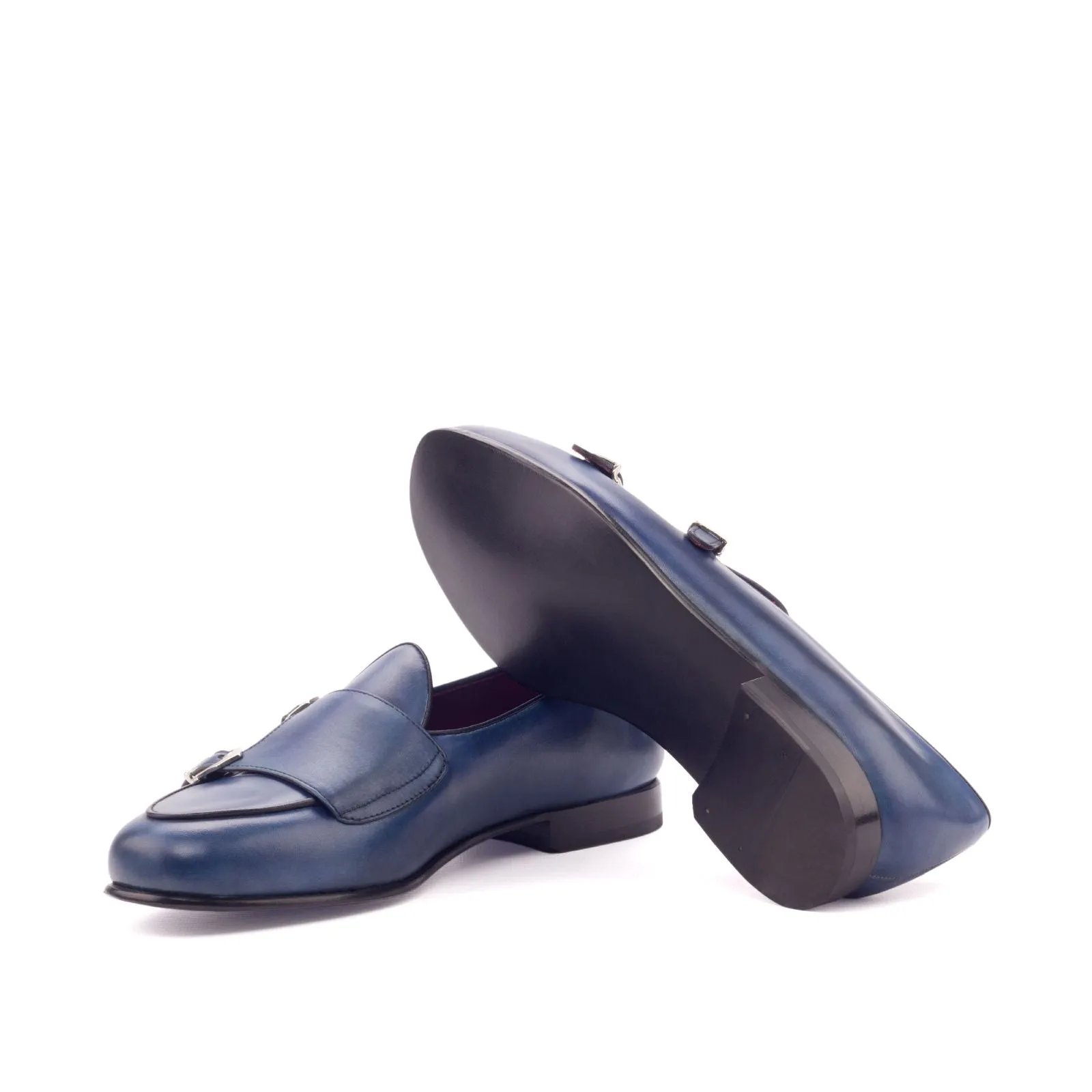 Chaussures Dapperfam DapperFam Rialto en Marine / Noir Mocassin Moine en Cuir Italien pour Hommes