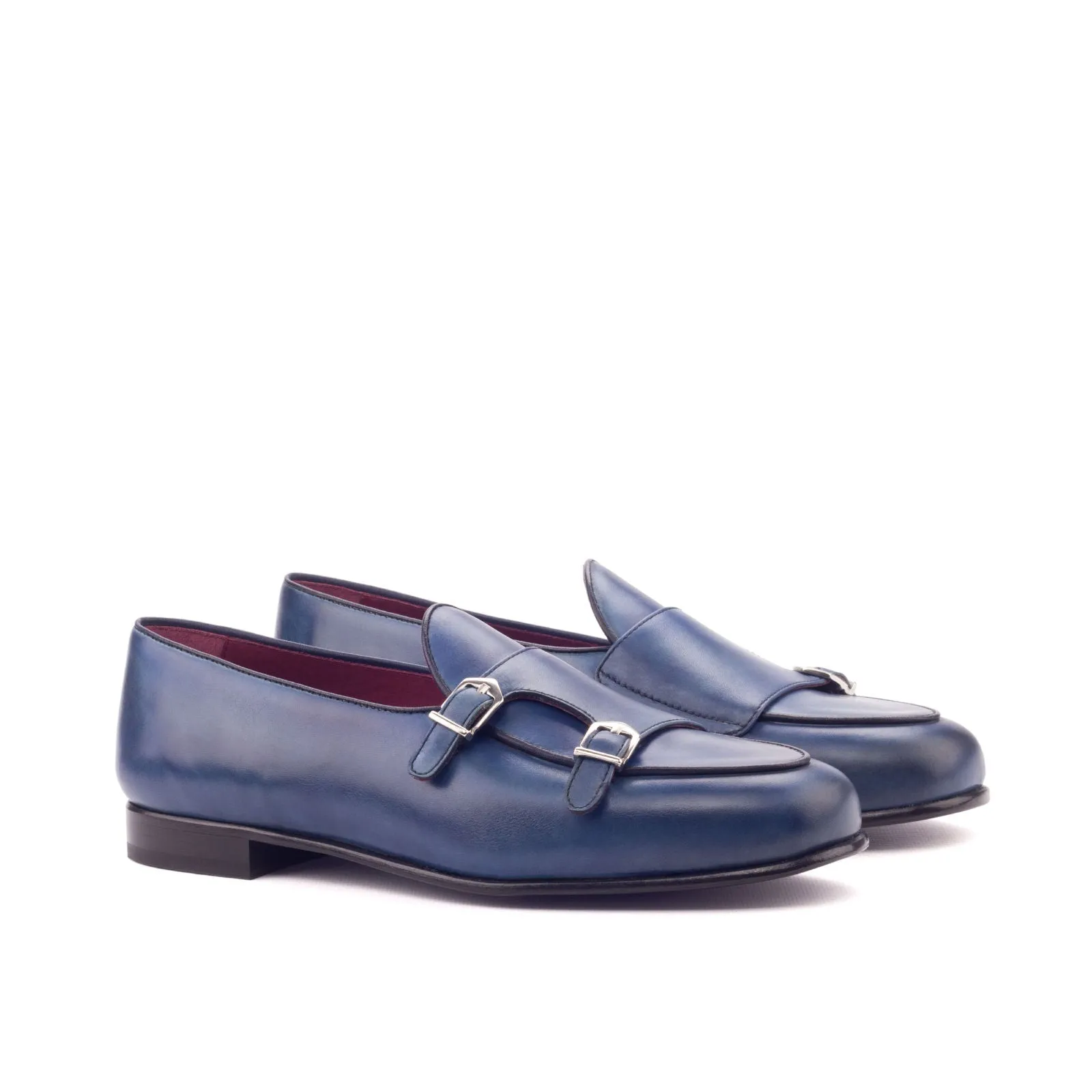 Chaussures Dapperfam DapperFam Rialto en Marine / Noir Mocassin Moine en Cuir Italien pour Hommes