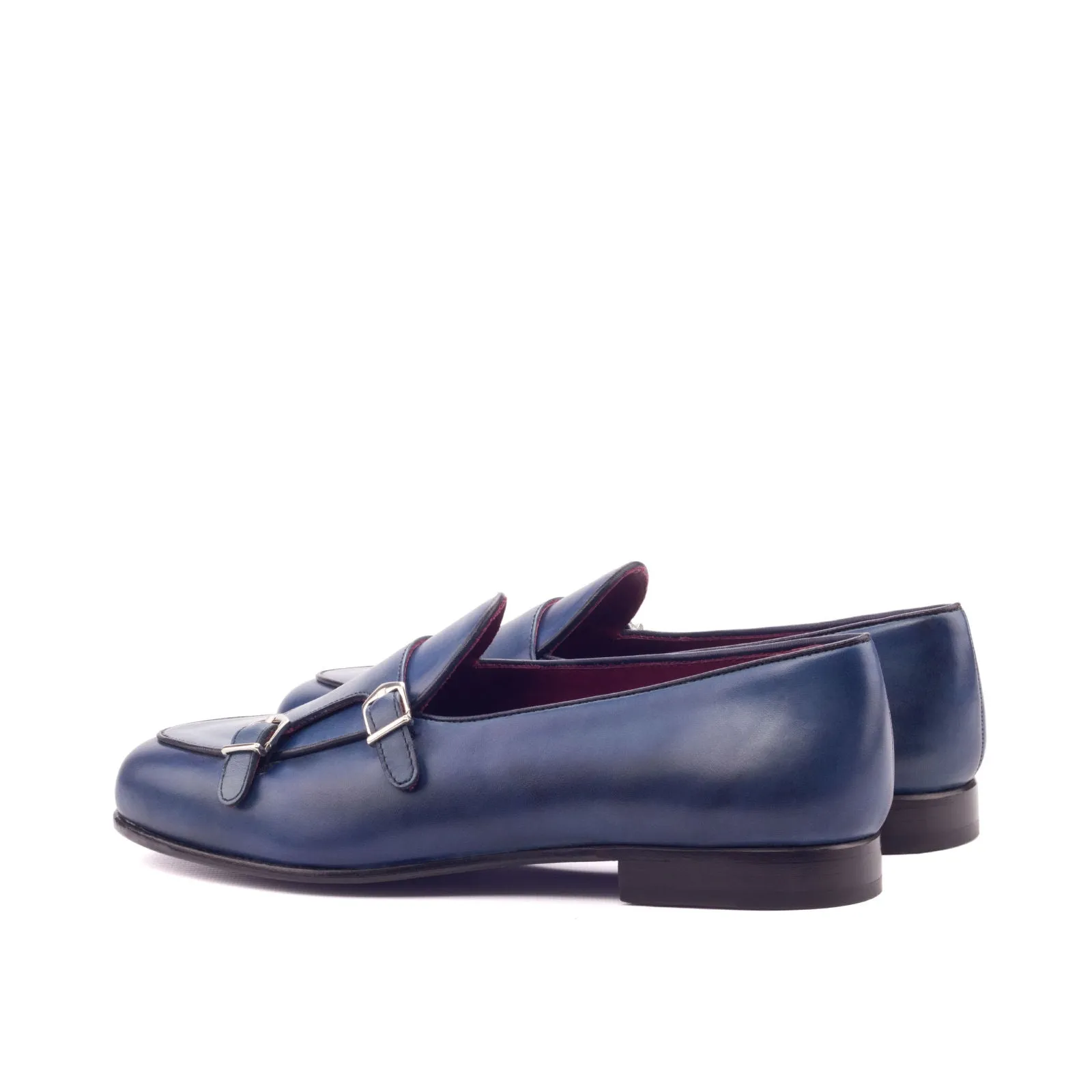 Chaussures Dapperfam DapperFam Rialto en Marine / Noir Mocassin Moine en Cuir Italien pour Hommes