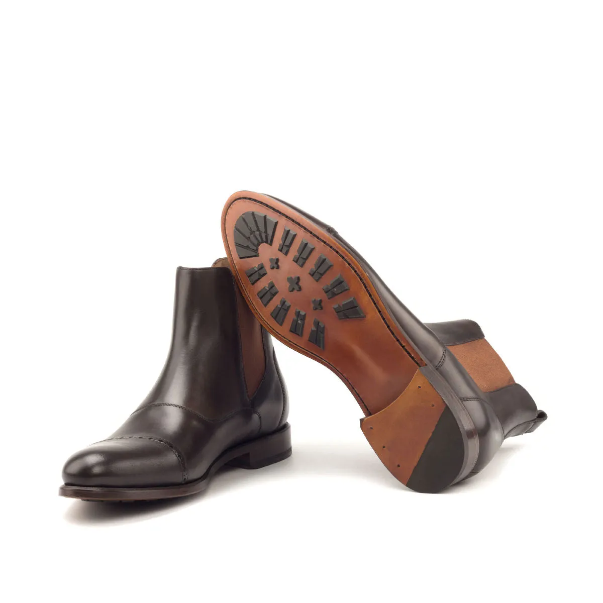 Chaussures Dapperfam DapperFam Vesuvio en cuir italien marron foncé pour hommes, bottes Chelsea multi
