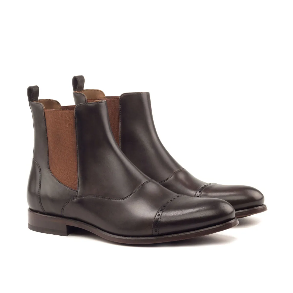 Chaussures Dapperfam DapperFam Vesuvio en cuir italien marron foncé pour hommes, bottes Chelsea multi