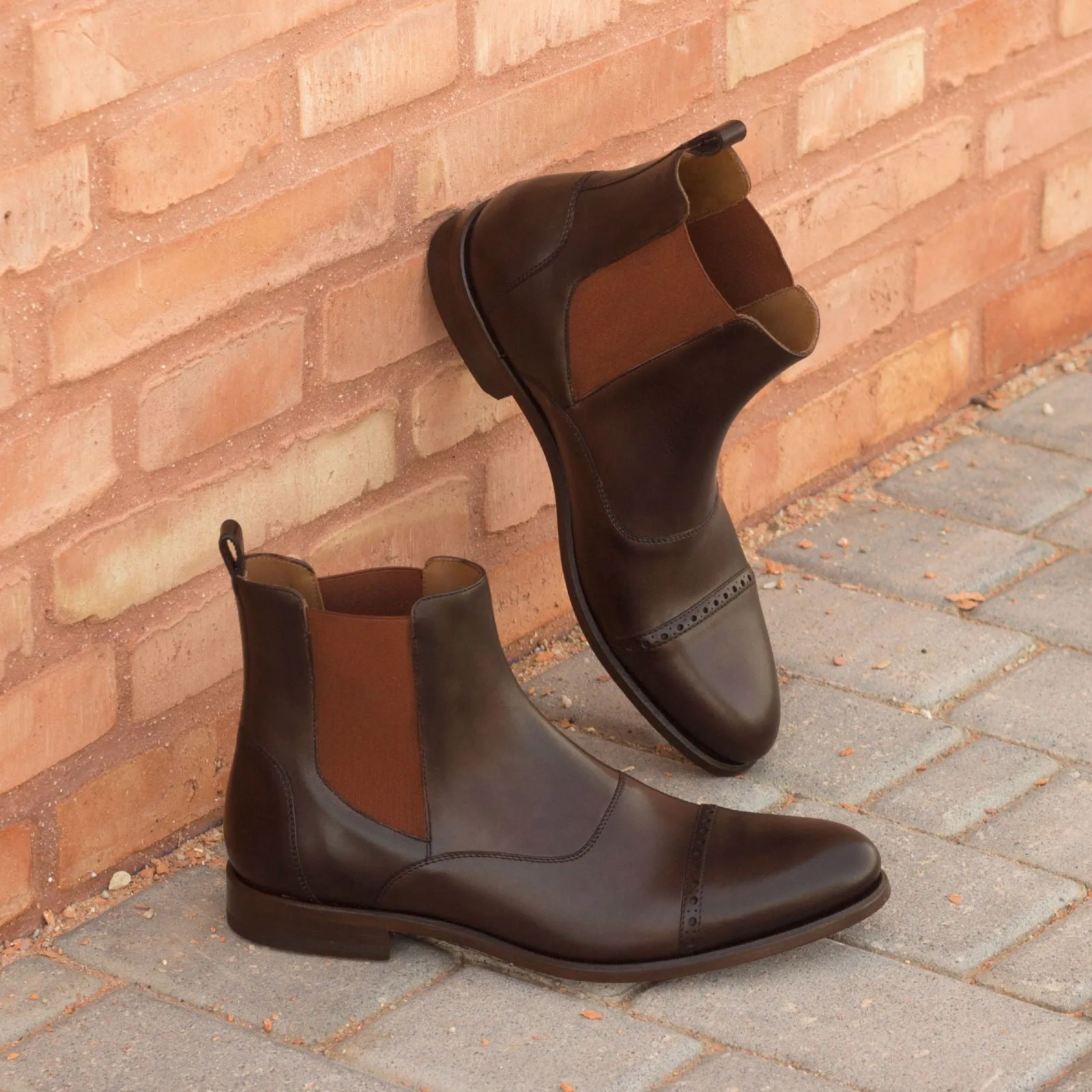 Chaussures Dapperfam DapperFam Vesuvio en cuir italien marron foncé pour hommes, bottes Chelsea multi