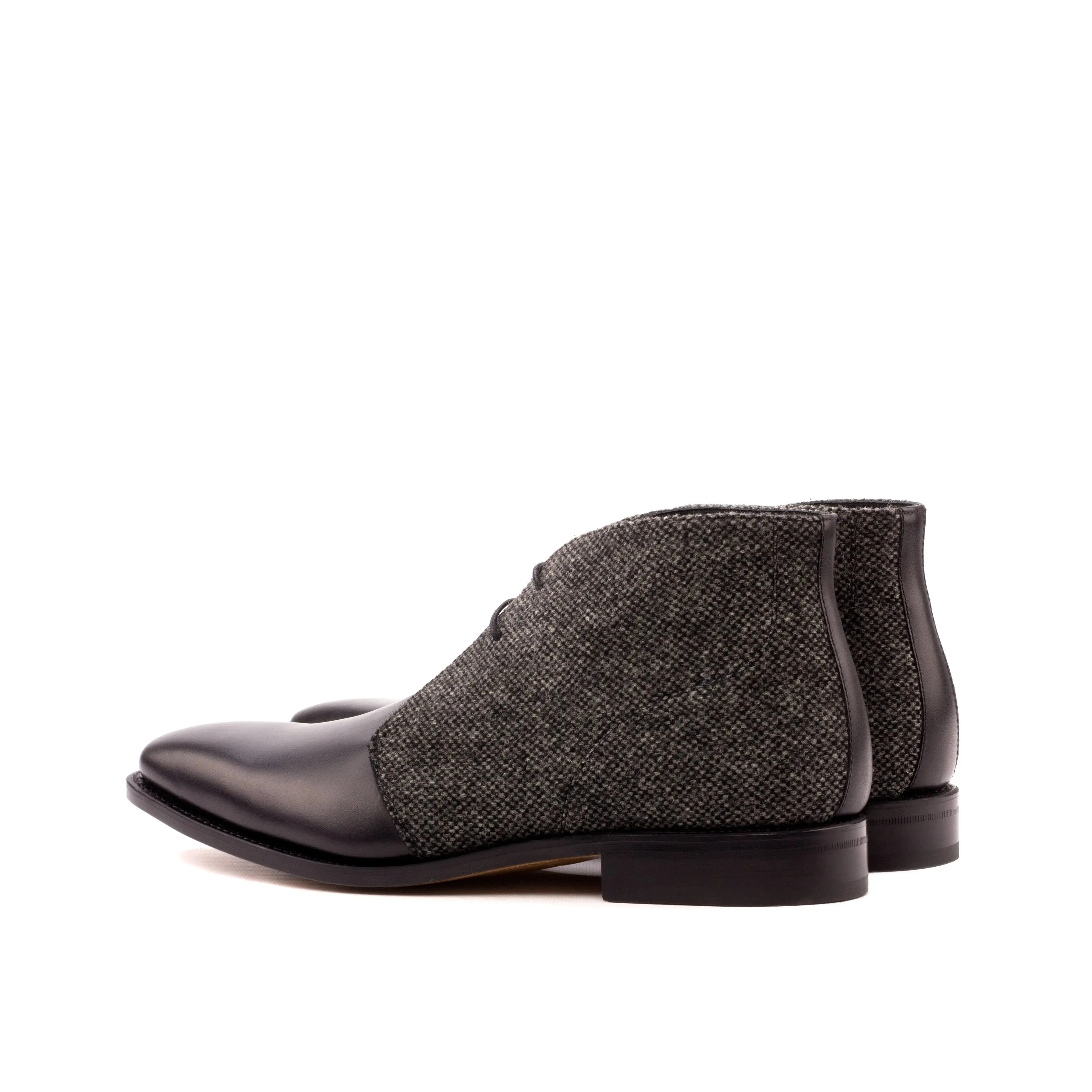 Dapperfam Shoes DapperFam Vivace en Noir / Tête de Clou Chukka Sartorial pour Hommes en Cuir Italien