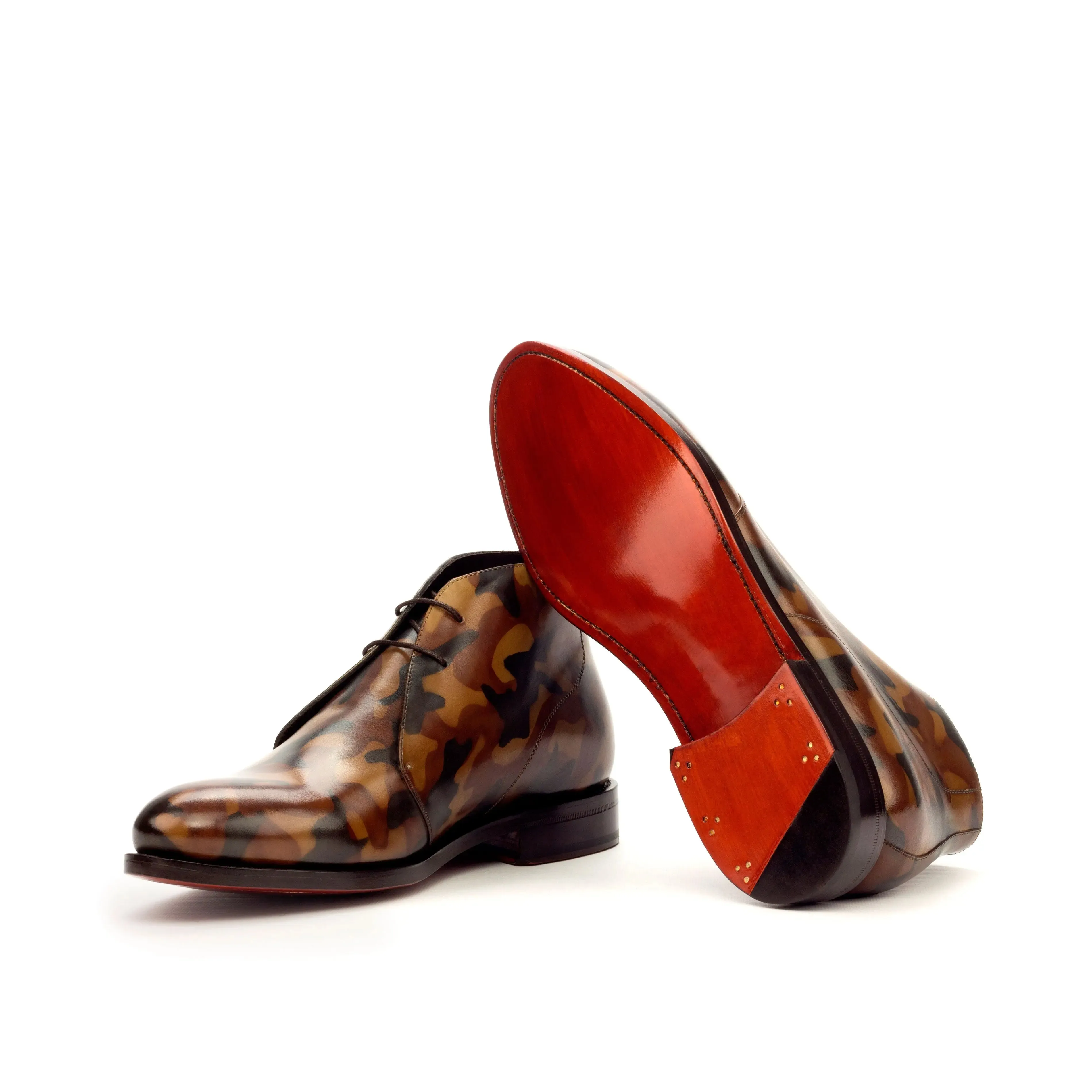 Chaussures Dapperfam DapperFam Vivace en Marron Chukka à Patine Peinte à la Main pour Hommes