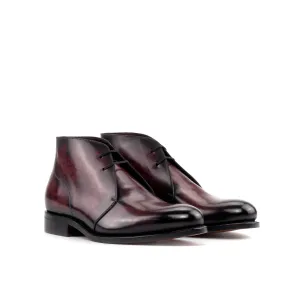 Dapperfam Shoes DapperFam Vivace in Burgundy Men's Hand-Painted Patina Chukka