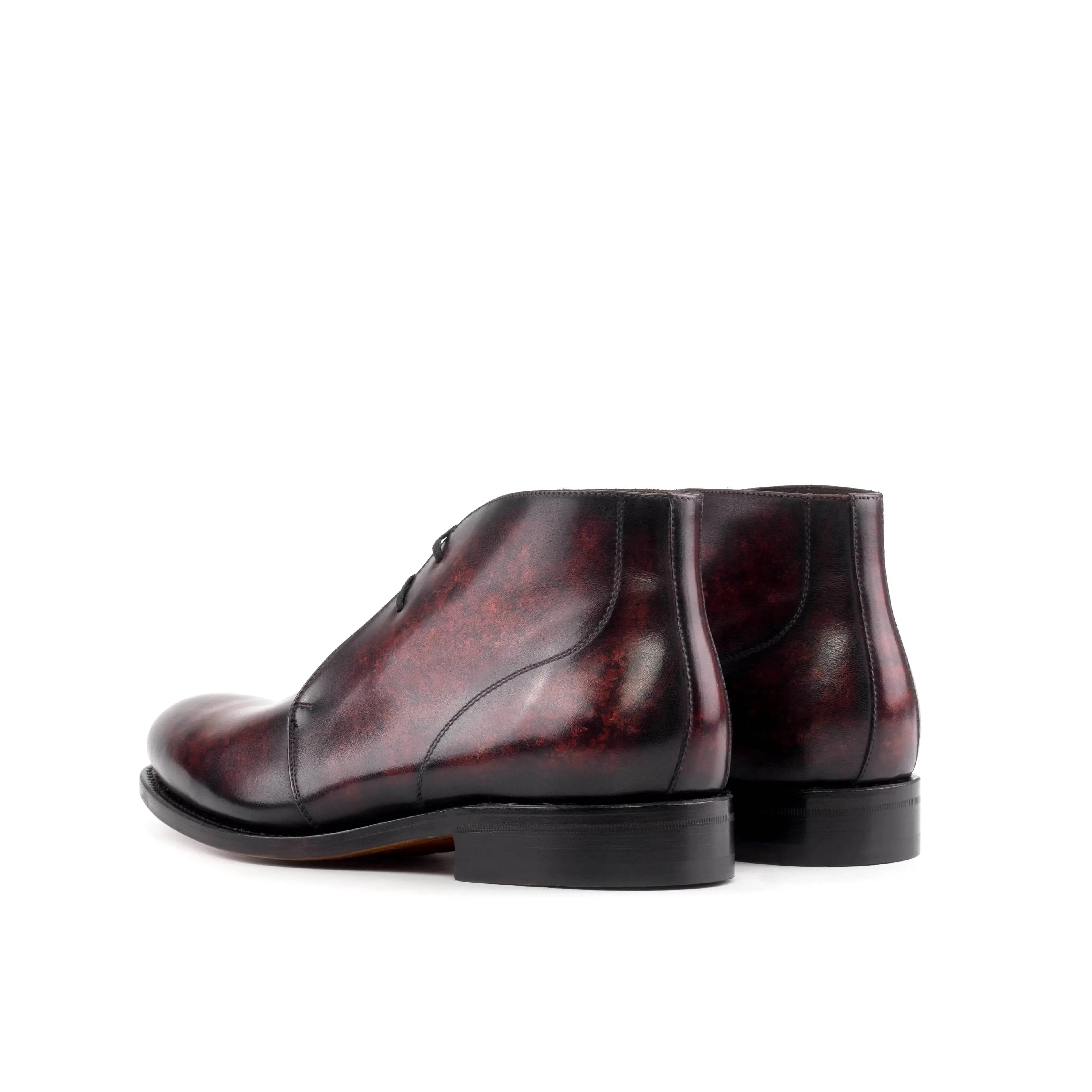 Chaussures Dapperfam DapperFam Vivace en Bordeaux Chukka Patine Peinte à la Main pour Hommes