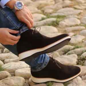 Dapperfam Shoes DapperFam Vivace in Dark Brown Men's Lux Suede Chukka
