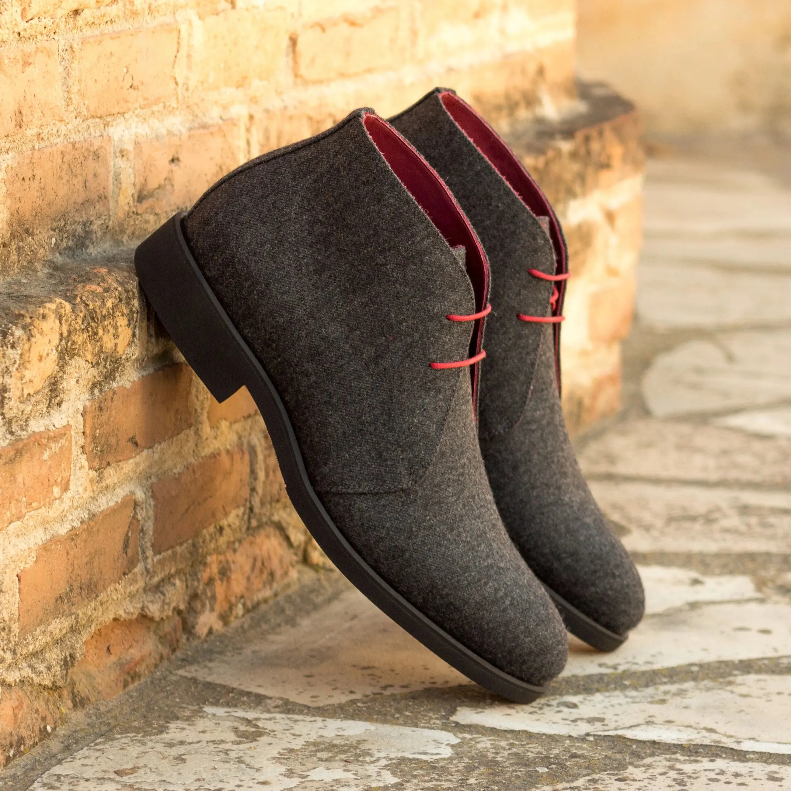 Chaussures Dapperfam DapperFam Vivace en gris foncé Chukka en flanelle pour hommes