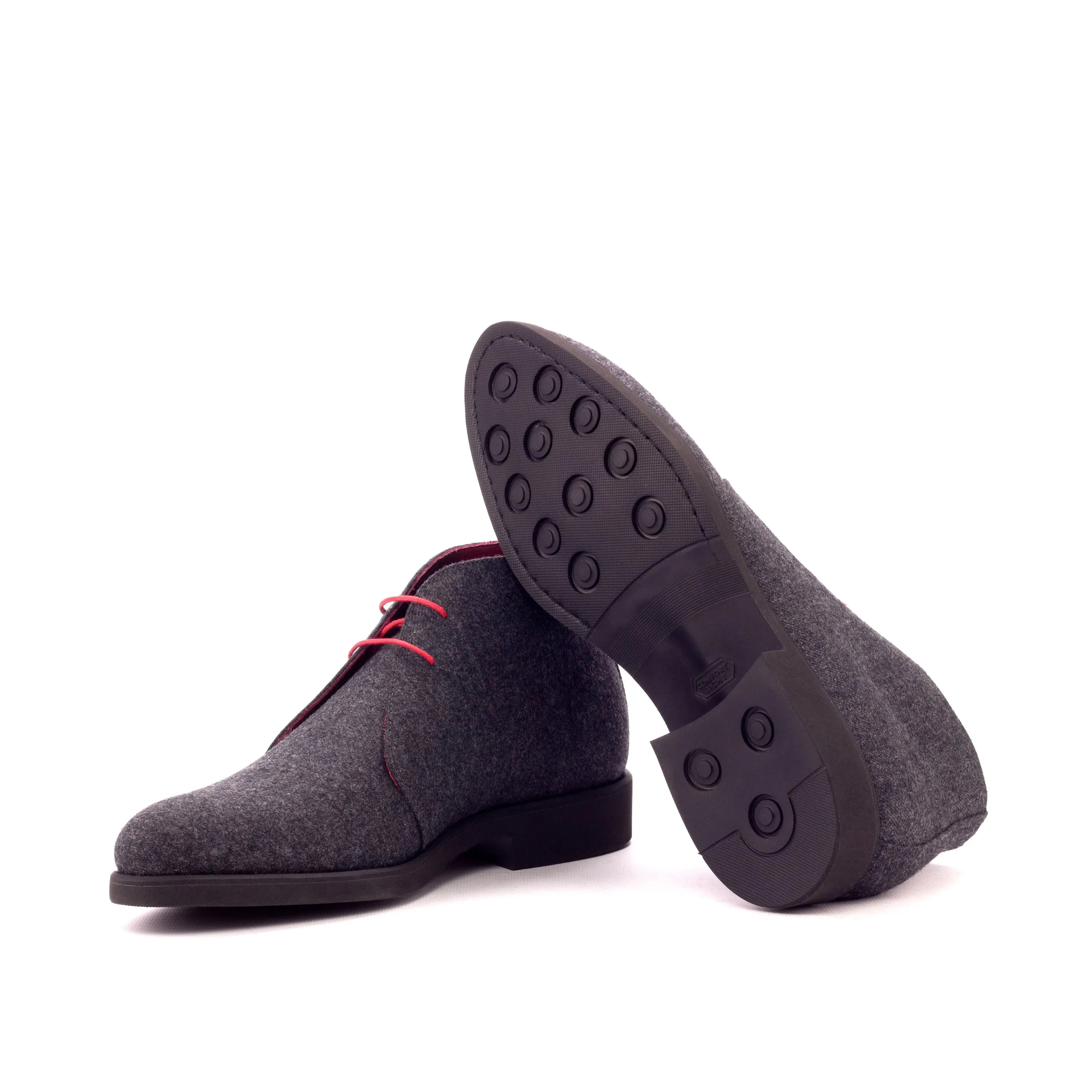 Chaussures Dapperfam DapperFam Vivace en gris foncé Chukka en flanelle pour hommes