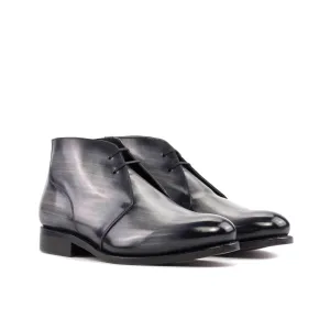 Dapperfam Shoes DapperFam Vivace in Grey Men's Hand-Painted Patina Chukka