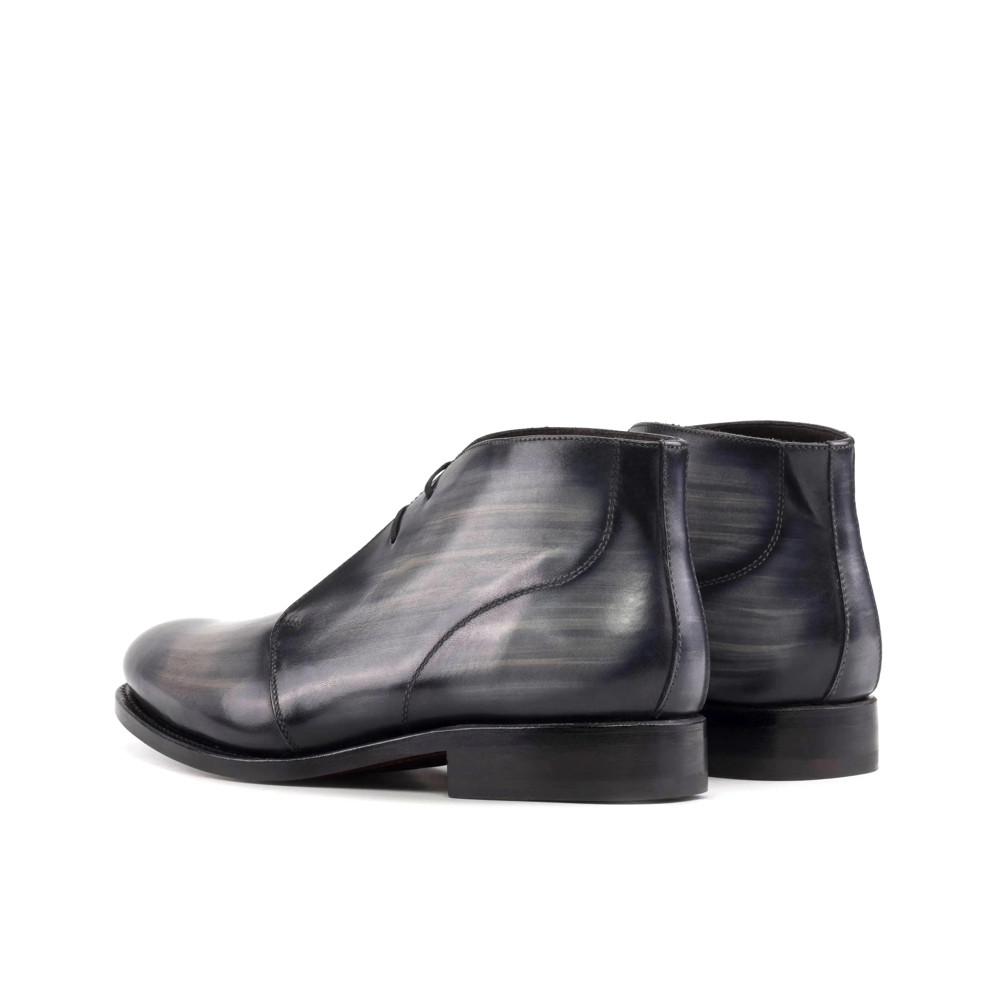 Chaussures Dapperfam DapperFam Vivace en Gris Chukka à Patine Peinte à la Main pour Hommes
