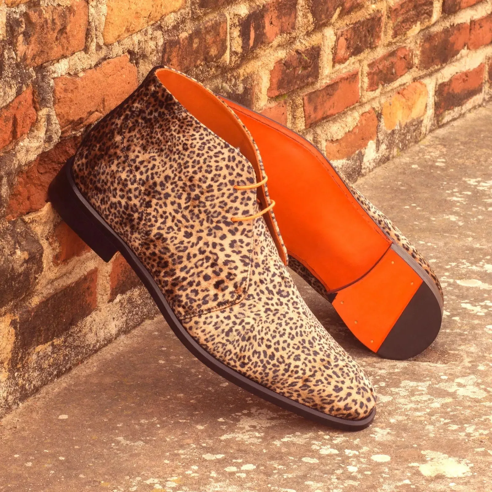 Dapperfam Shoes DapperFam Vivace en Léopard / Noir Chukka Sartorial pour Hommes & Suède Italien