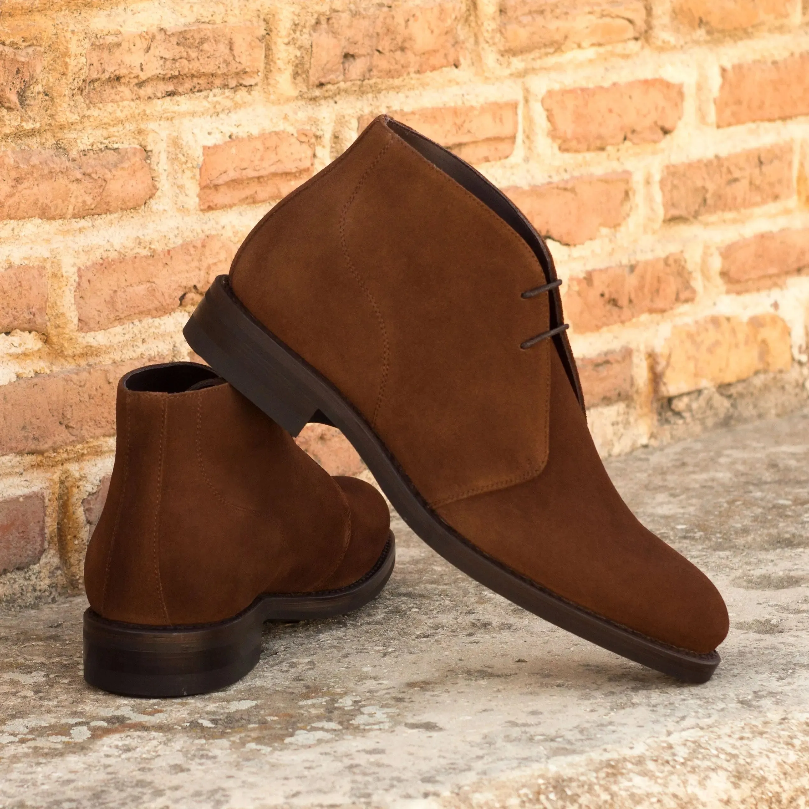 Chaussures Dapperfam DapperFam Vivace en Suède Luxe Marron Moyen Chukka pour Hommes