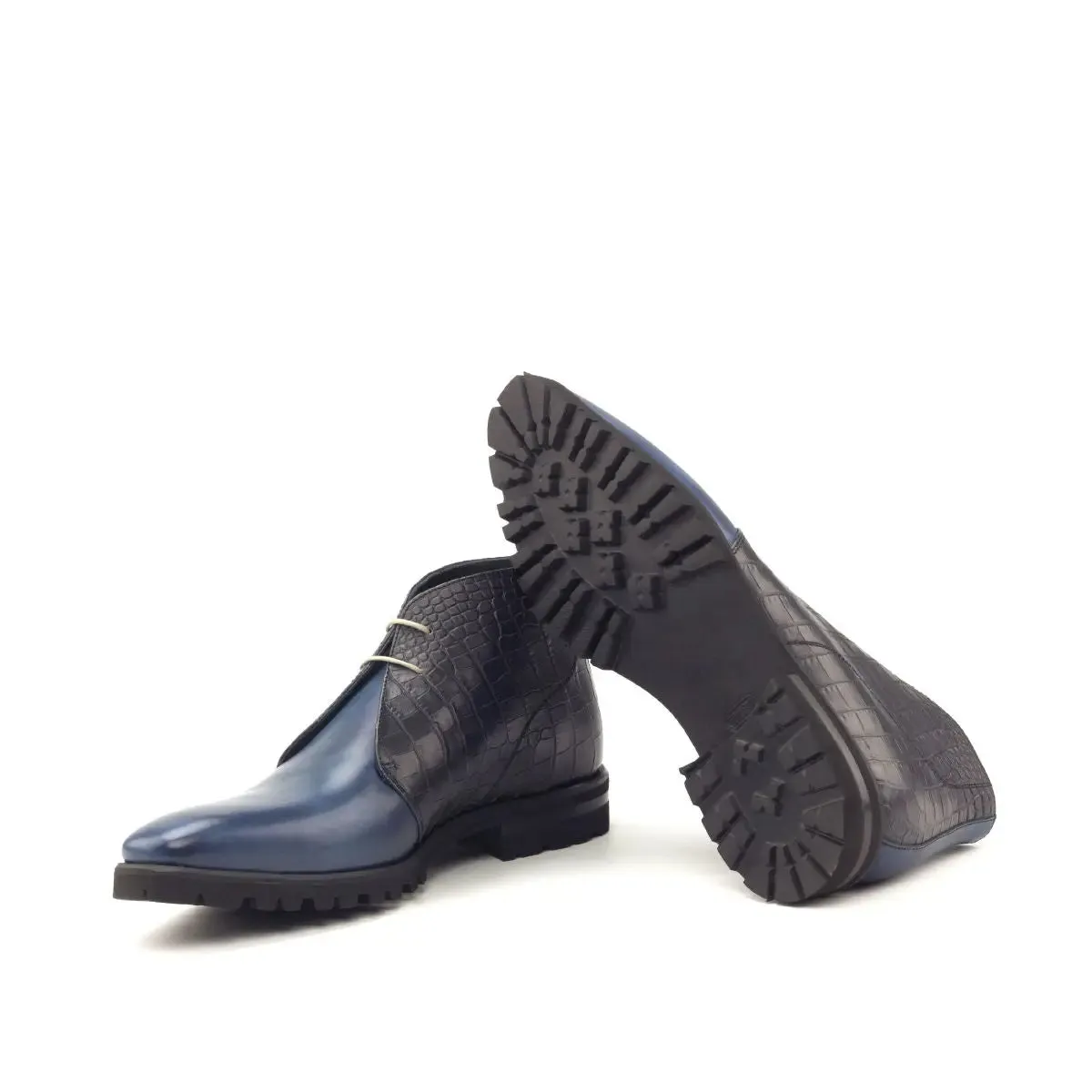 Chaussures Dapperfam DapperFam Vivace en Marine / Noir Chukka en Cuir Italien pour Homme