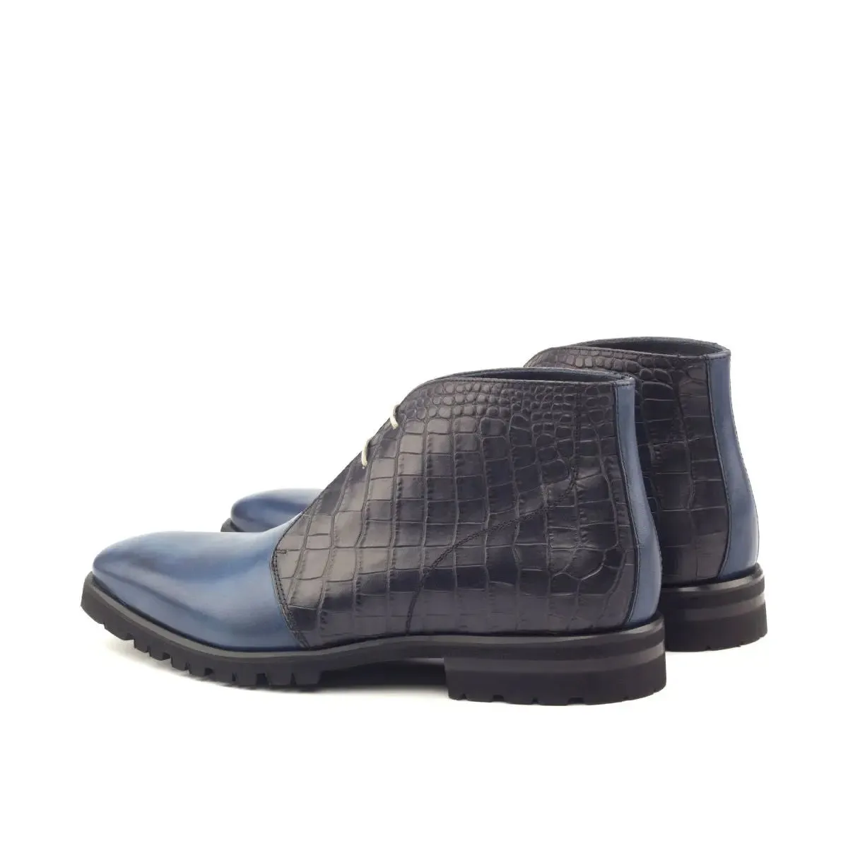 Chaussures Dapperfam DapperFam Vivace en Marine / Noir Chukka en Cuir Italien pour Homme
