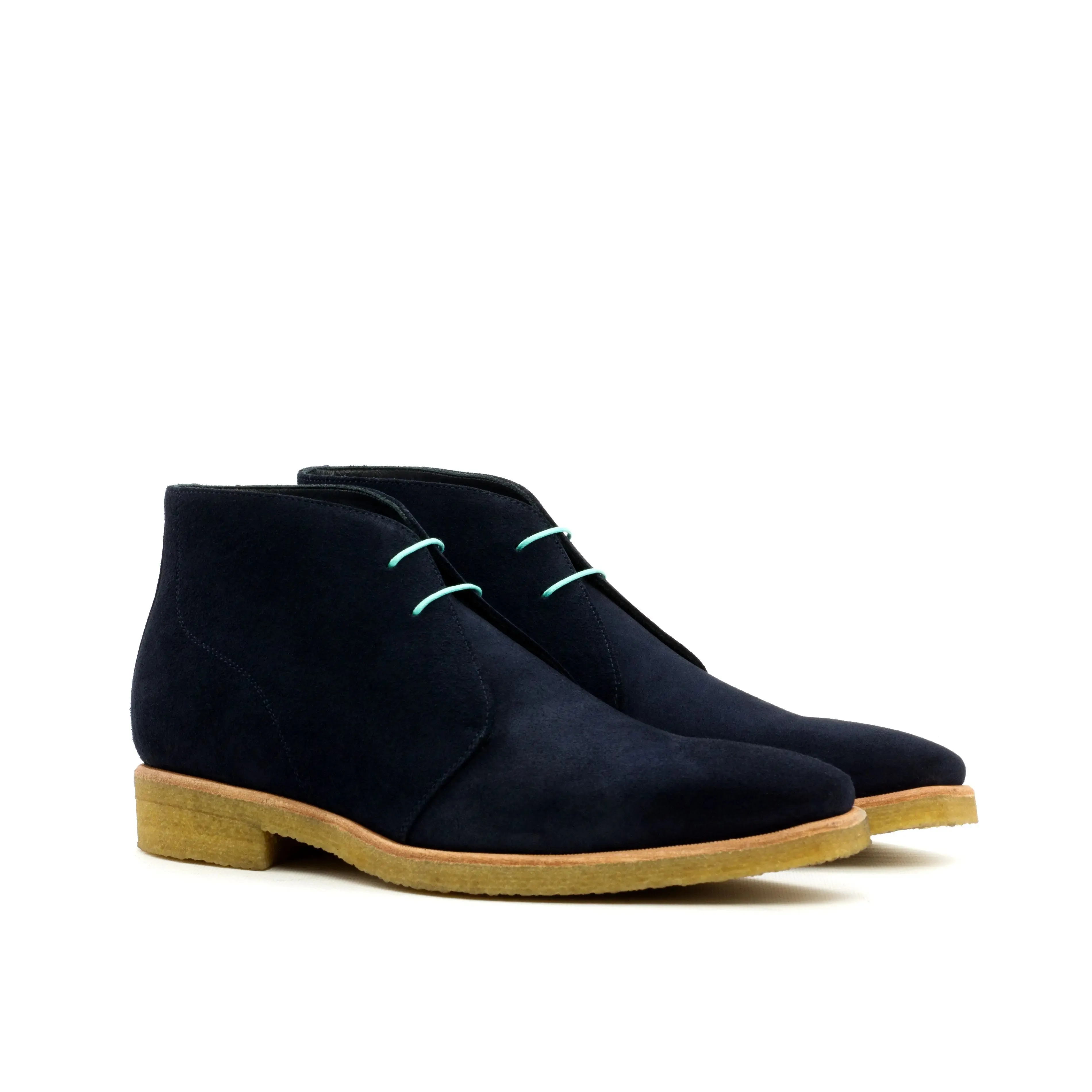 Chaussures Dapperfam DapperFam Vivace en daim luxe bleu marine pour hommes Chukka