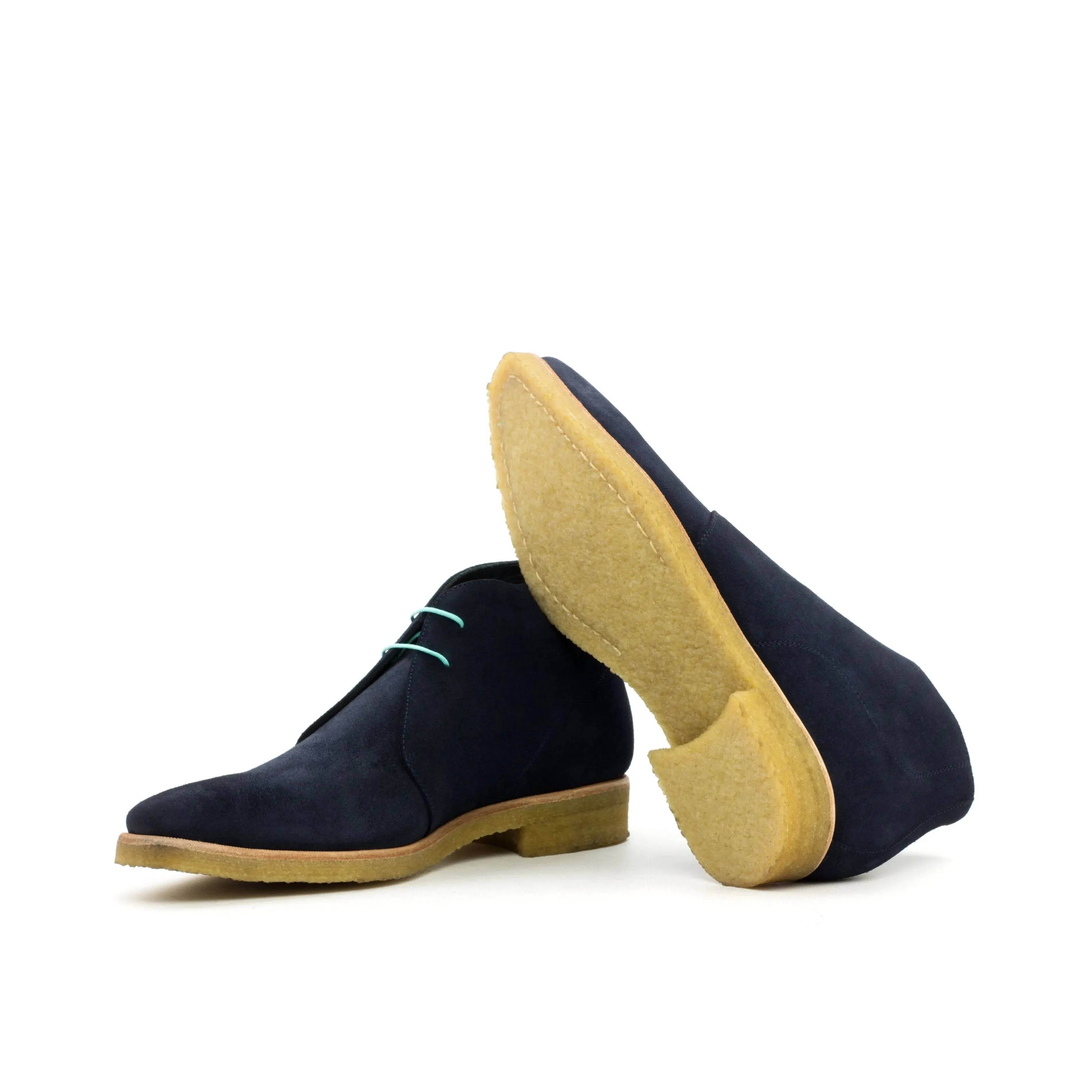 Chaussures Dapperfam DapperFam Vivace en daim luxe bleu marine pour hommes Chukka