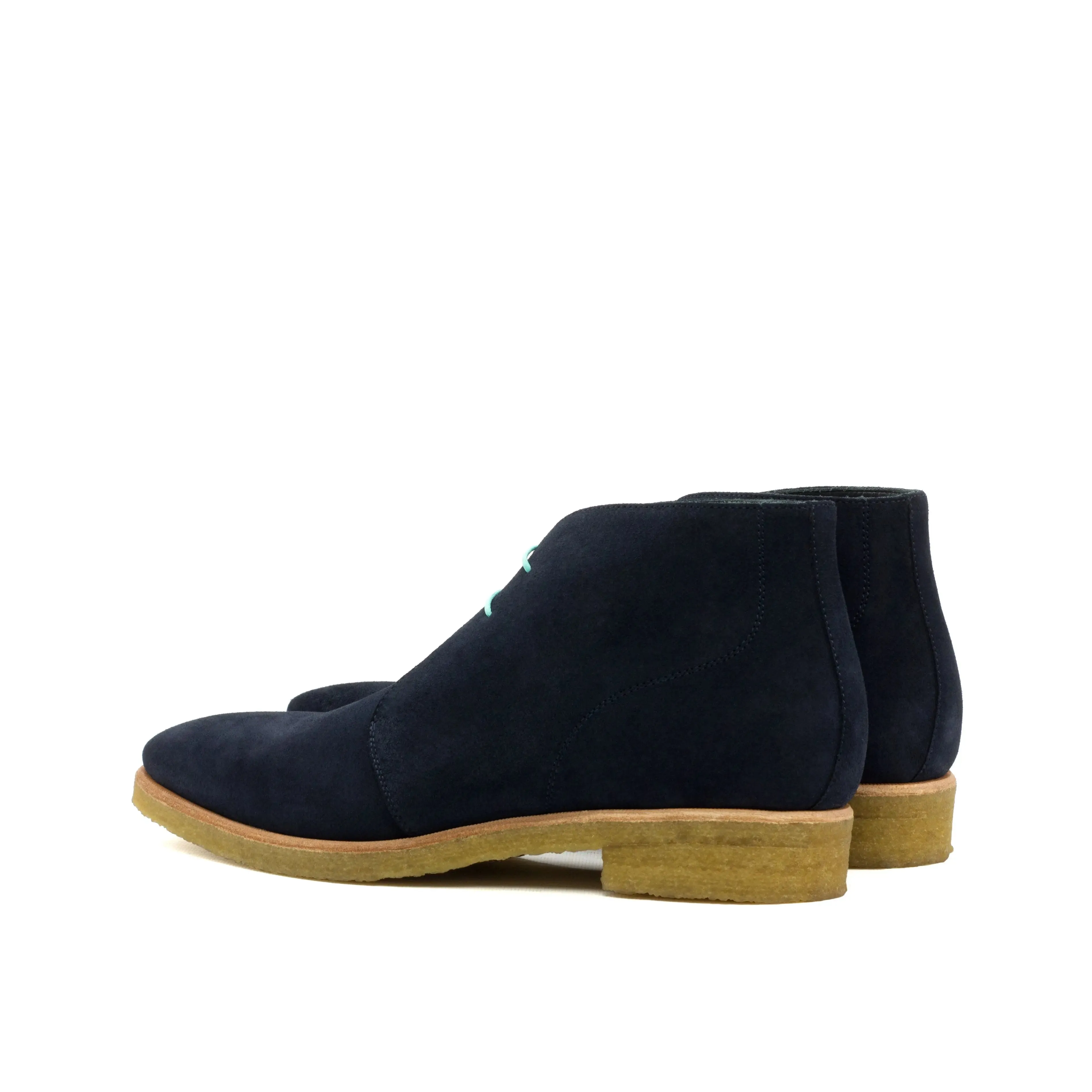 Chaussures Dapperfam DapperFam Vivace en daim luxe bleu marine pour hommes Chukka
