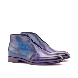 Dapperfam Shoes DapperFam Vivace in Purple / Denim Men's Hand-Painted Patina Chukka