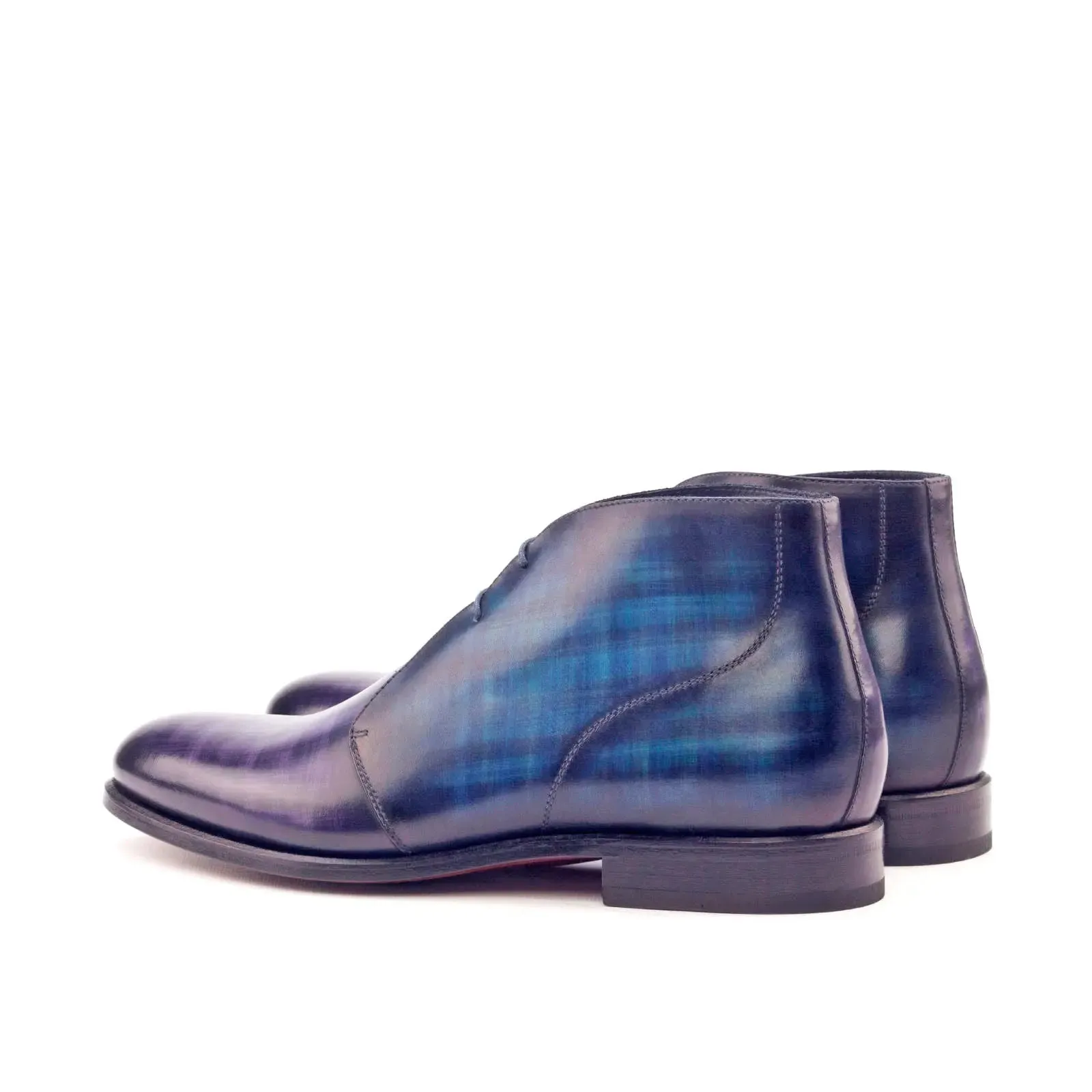 Chaussures Dapperfam DapperFam Vivace en Violet / Denim Chukka Patine à la Main pour Hommes