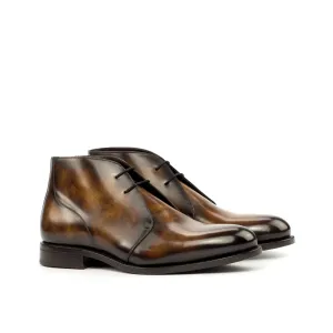 Dapperfam Shoes DapperFam Vivace in Tobacco Men's Hand-Painted Patina Chukka