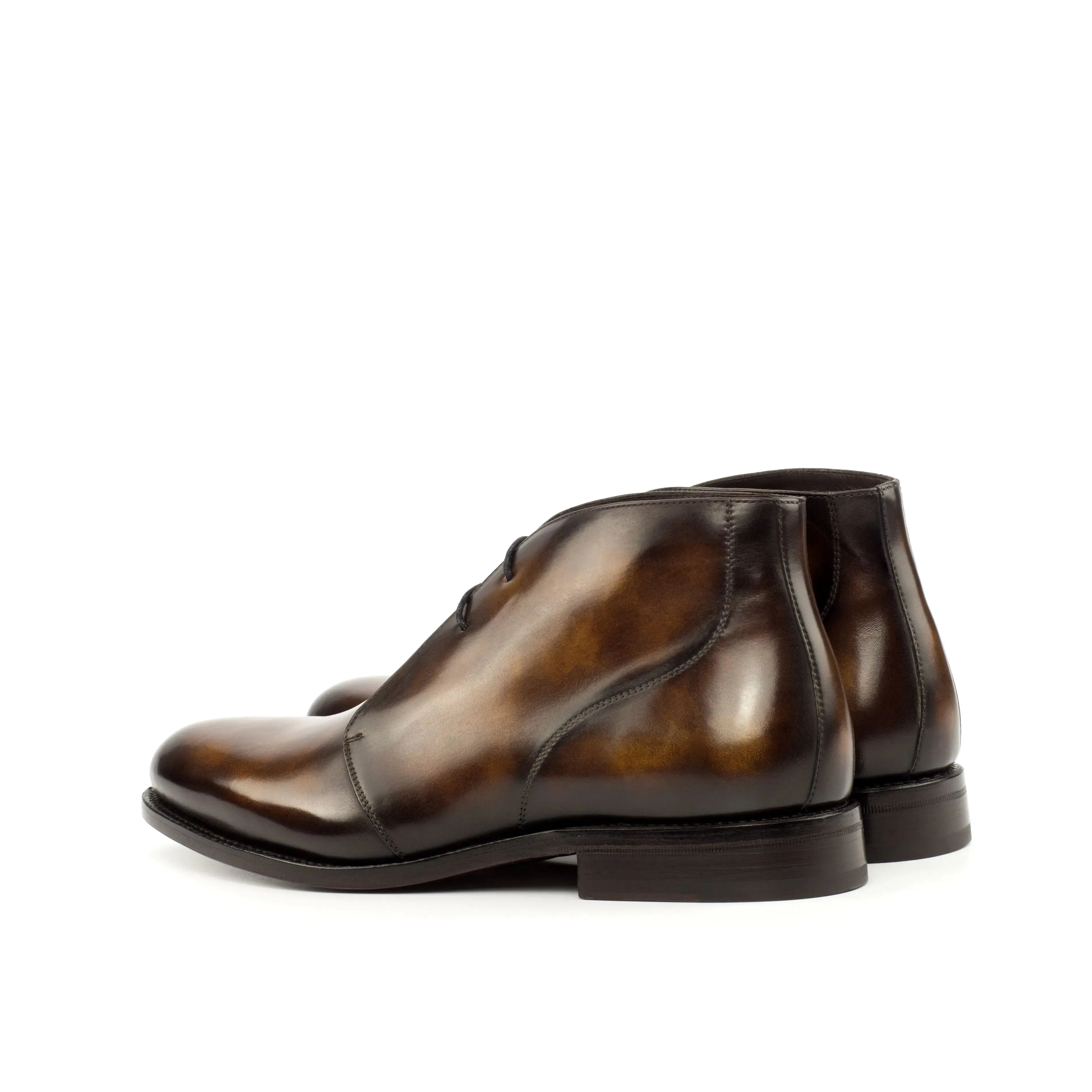 Chaussures Dapperfam DapperFam Vivace en Tabac Chukka à Patine Peinte à la Main pour Hommes