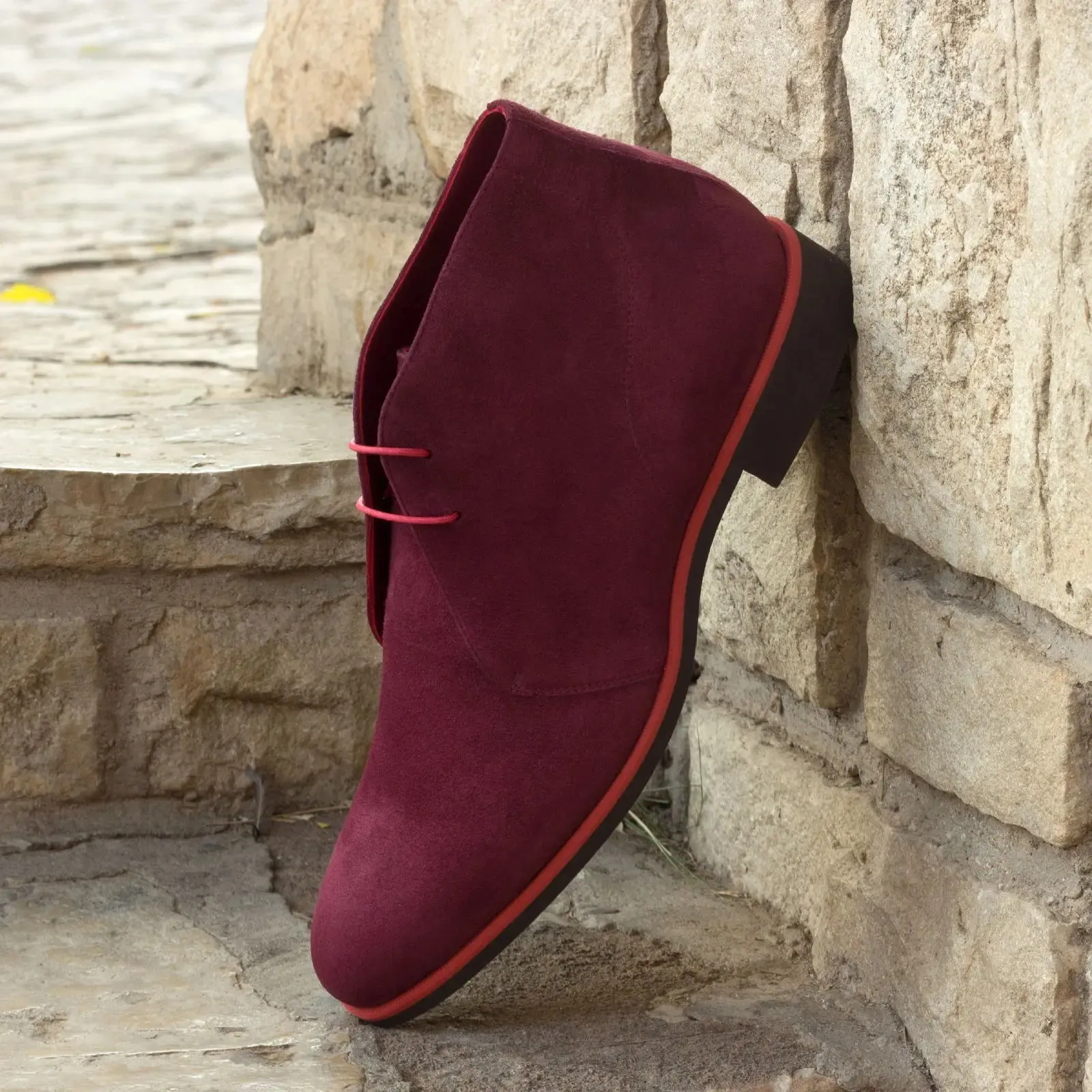Chaussures Dapperfam DapperFam Vivace en daim italien couleur vin pour hommes