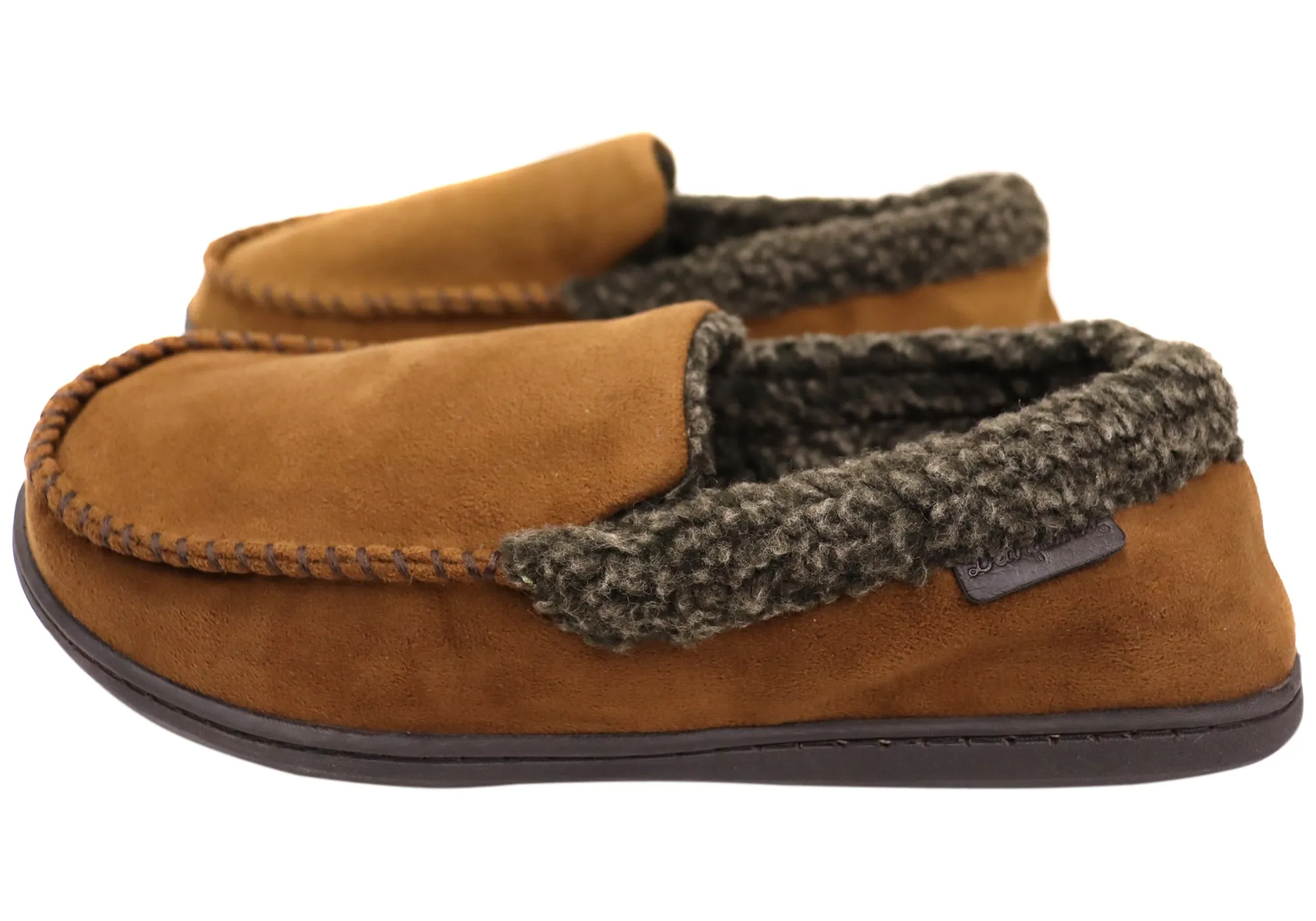 Chaussons Mocassin Dearfoam pour Hommes en Microsuede avec Couture Fouet Dearfoams