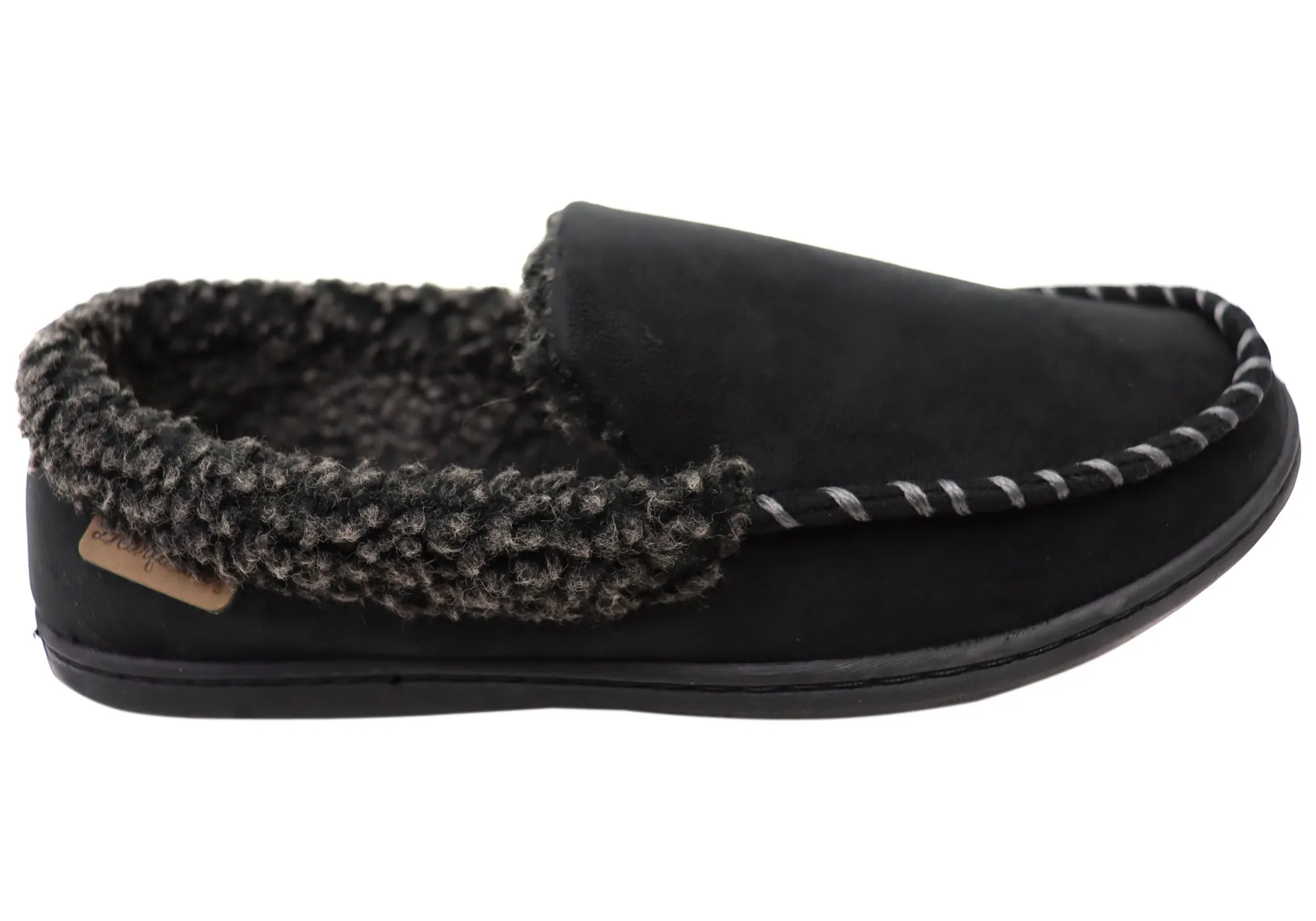 Chaussons Mocassin Dearfoam pour Hommes en Microsuede avec Couture Fouet Dearfoams