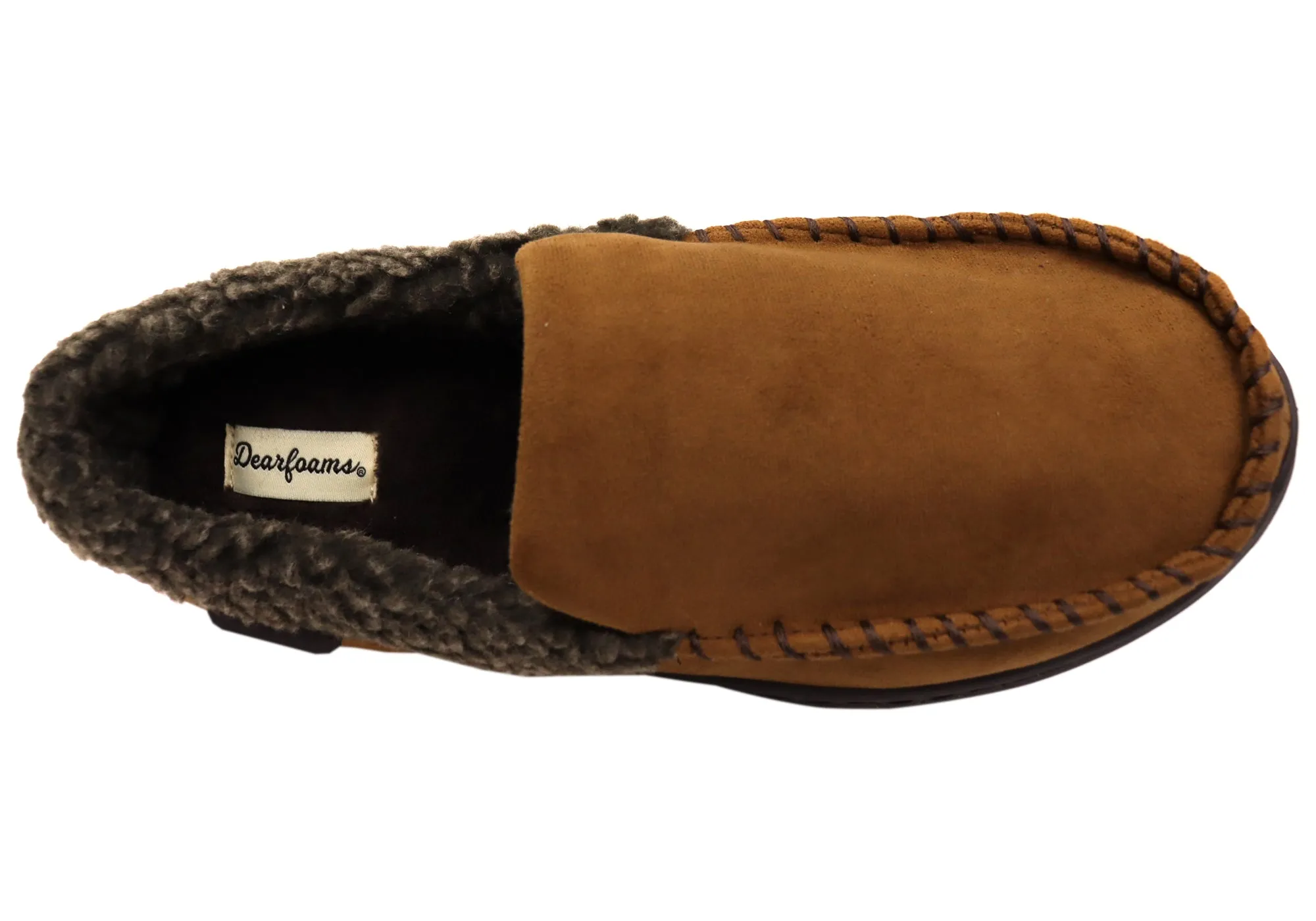 Chaussons Mocassin Dearfoam pour Hommes en Microsuede avec Couture Fouet Dearfoams