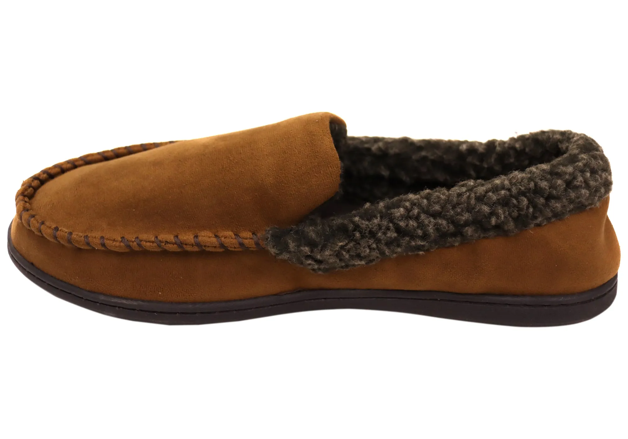 Chaussons Mocassin Dearfoam pour Hommes en Microsuede avec Couture Fouet Dearfoams