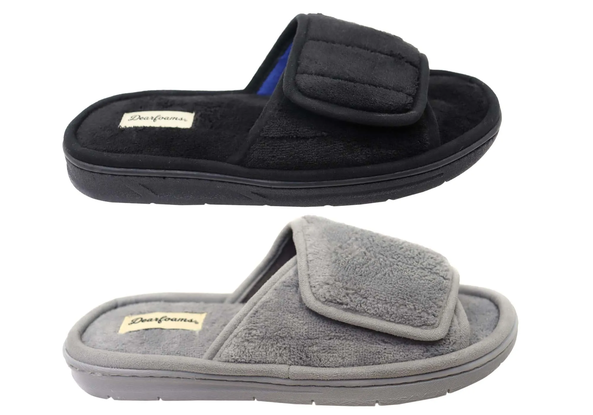 Chaussons coulissants ajustables confortables pour hommes Dearfoams Collin Terry