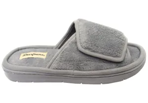 Dearfoams Mens Comfortable Collin Terry Adjustable Slide Slippers Dearfoams Shoes