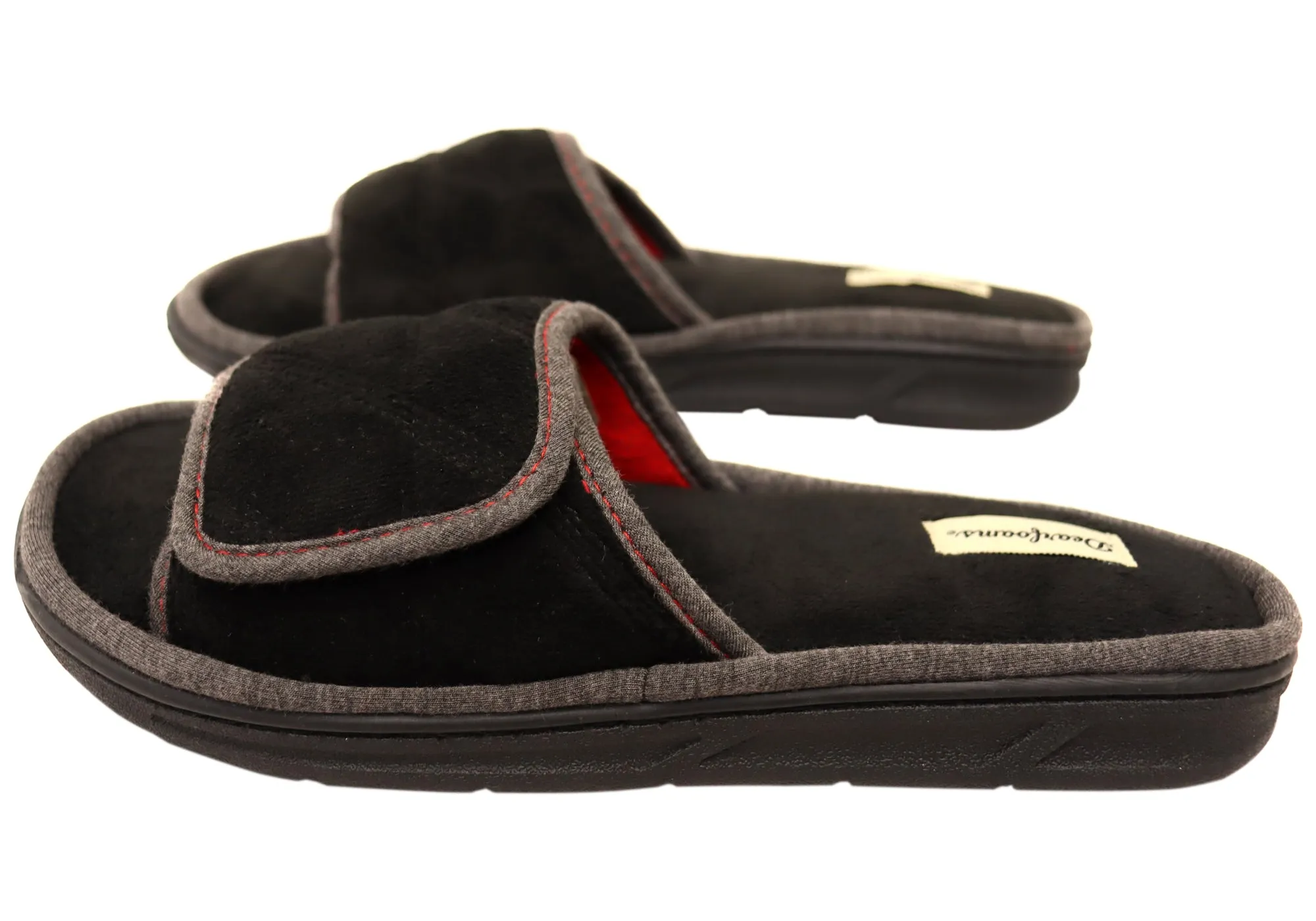 Chaussons Dearfoams pour Hommes Cooper à Bretelle Réglable en Tissu Matelassé