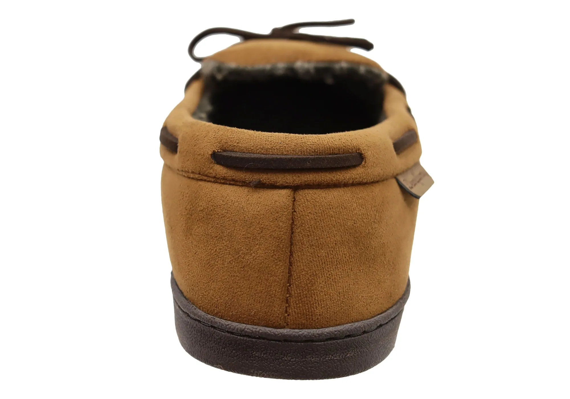 Dearfoams Chaussons Mocassins Homme Toby en Microsuede avec Surpiqûres et Lacets Dearfoams