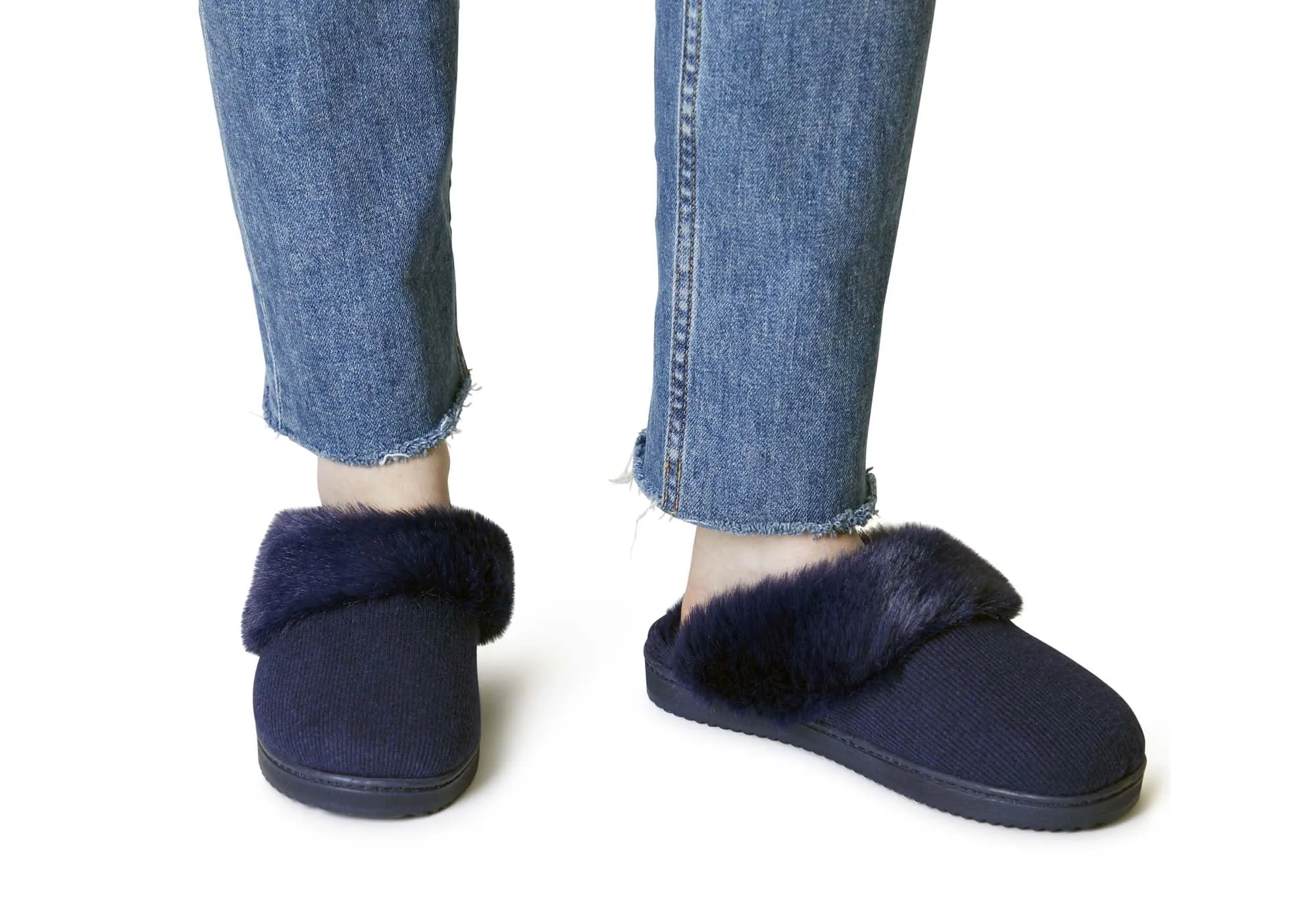 Chaussons confortables pour femmes Dearfoams, modèle Dahlia en maille côtelée
