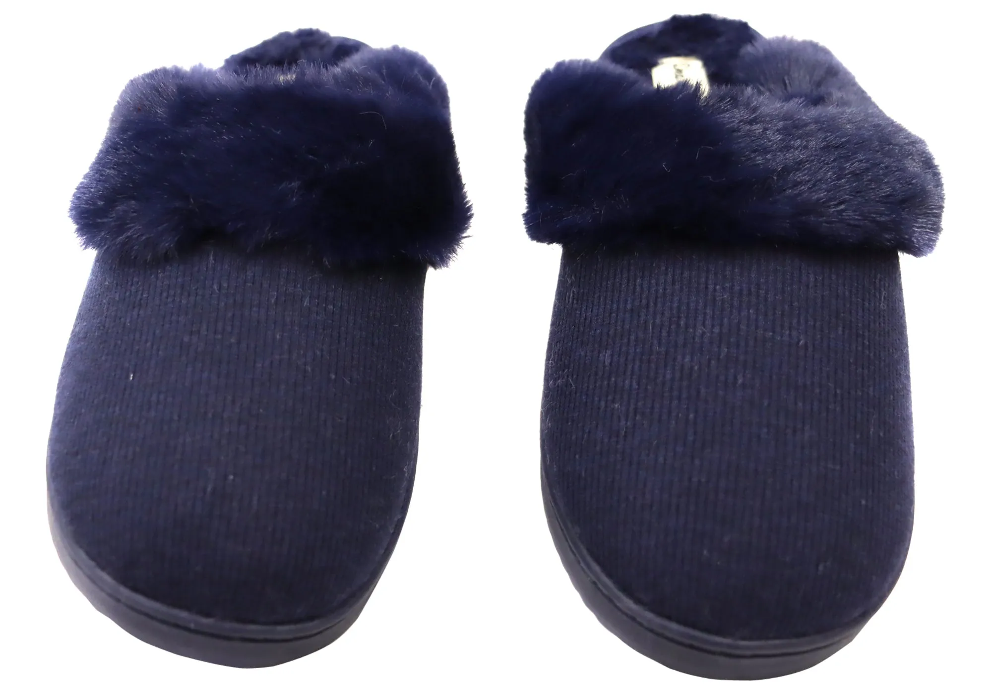 Chaussons confortables pour femmes Dearfoams, modèle Dahlia en maille côtelée
