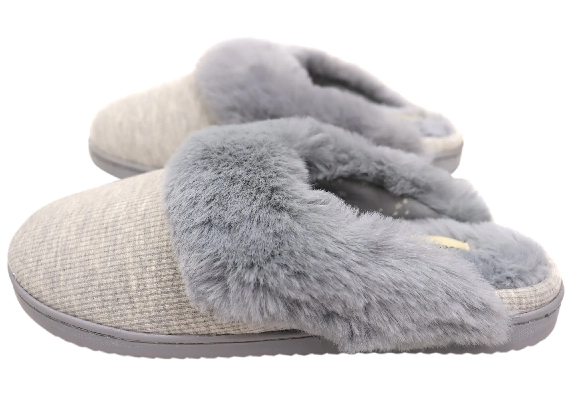 Chaussons confortables pour femmes Dearfoams, modèle Dahlia en maille côtelée