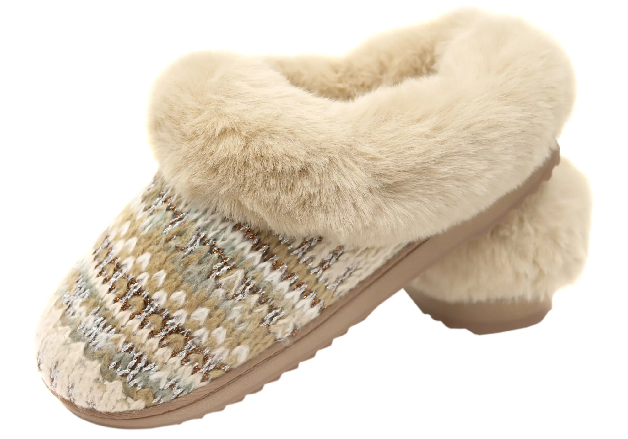 Dearfoams Chaussons confortables pour femmes Hannah en tricot festif