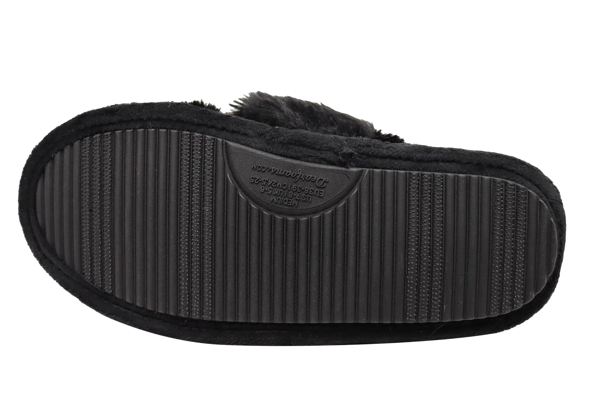 Dearfoams Chaussons glissières confortables pour femmes Jessica en fausse fourrure avec brides croisées