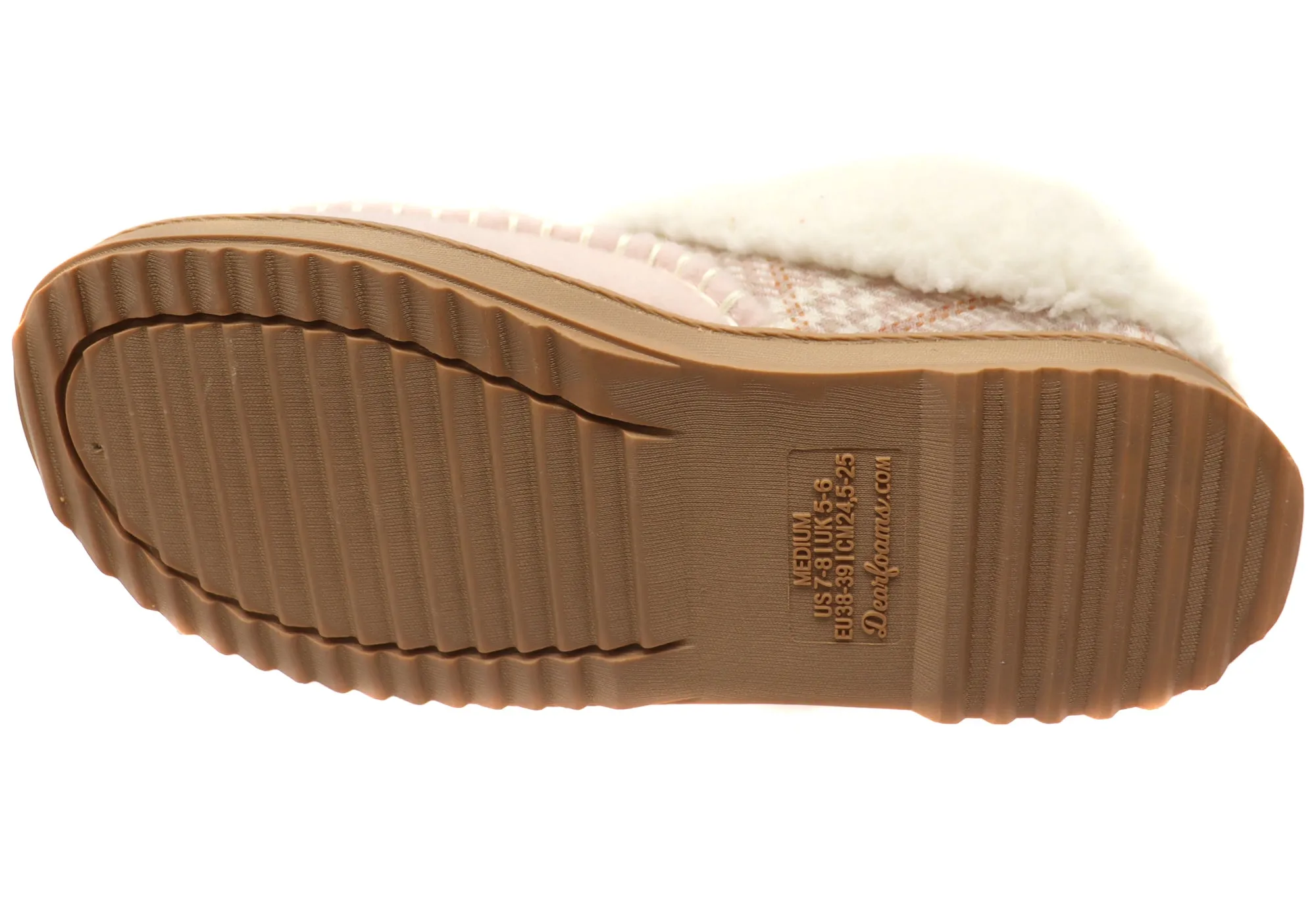 Dearfoams Chaussons confortables pour femmes à bout rond en feutre et à carreaux