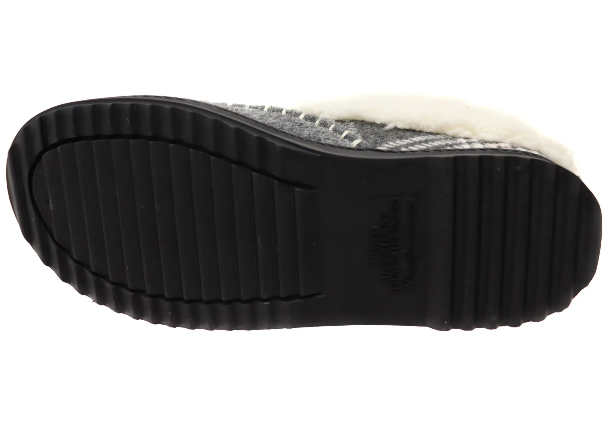 Dearfoams Chaussons confortables pour femmes à bout rond en feutre et à carreaux